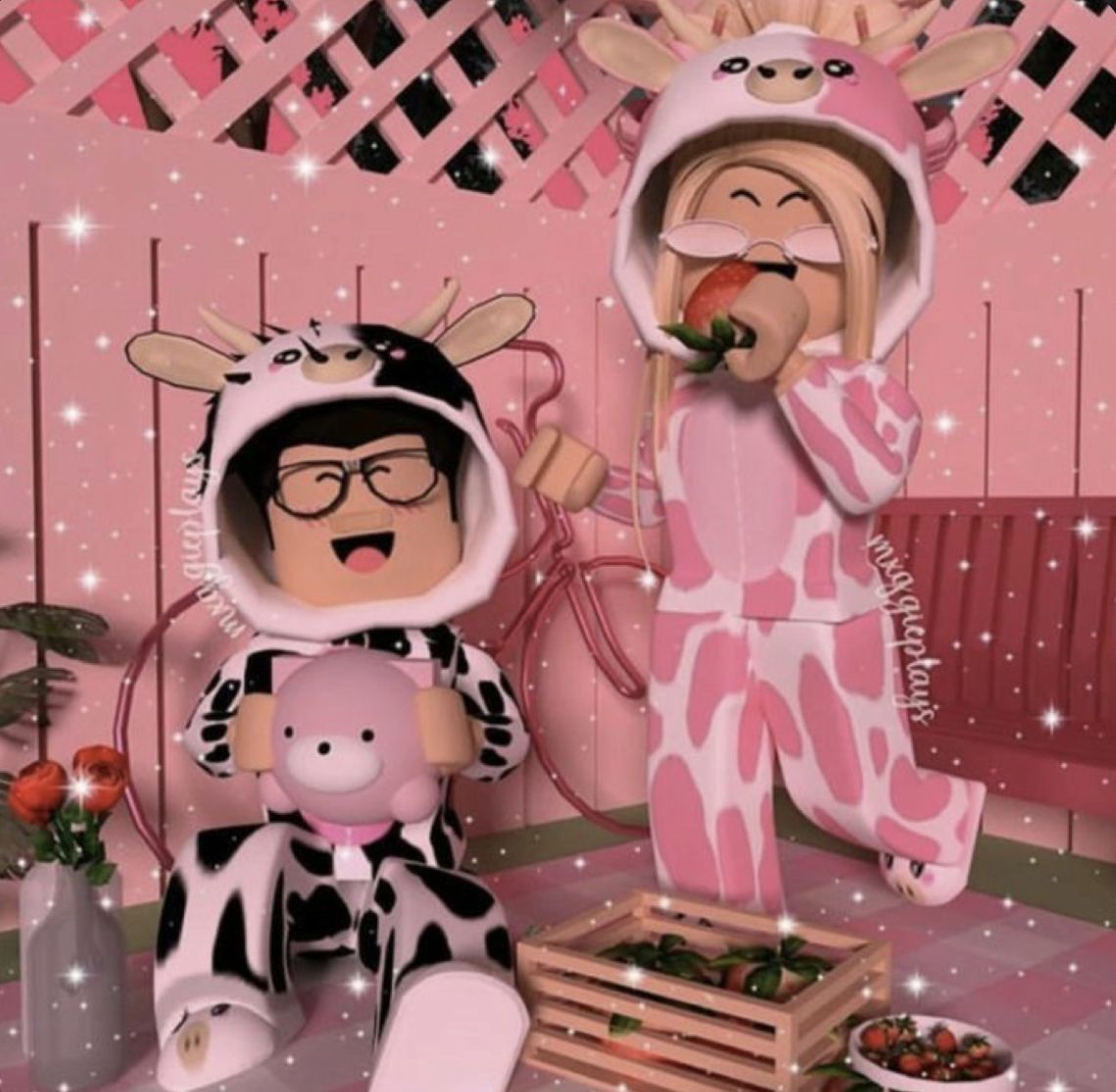 Strawberry cow. Personajes de dibujos animados chica, Mini arte en lienzo, Fotos de perfil tumblr