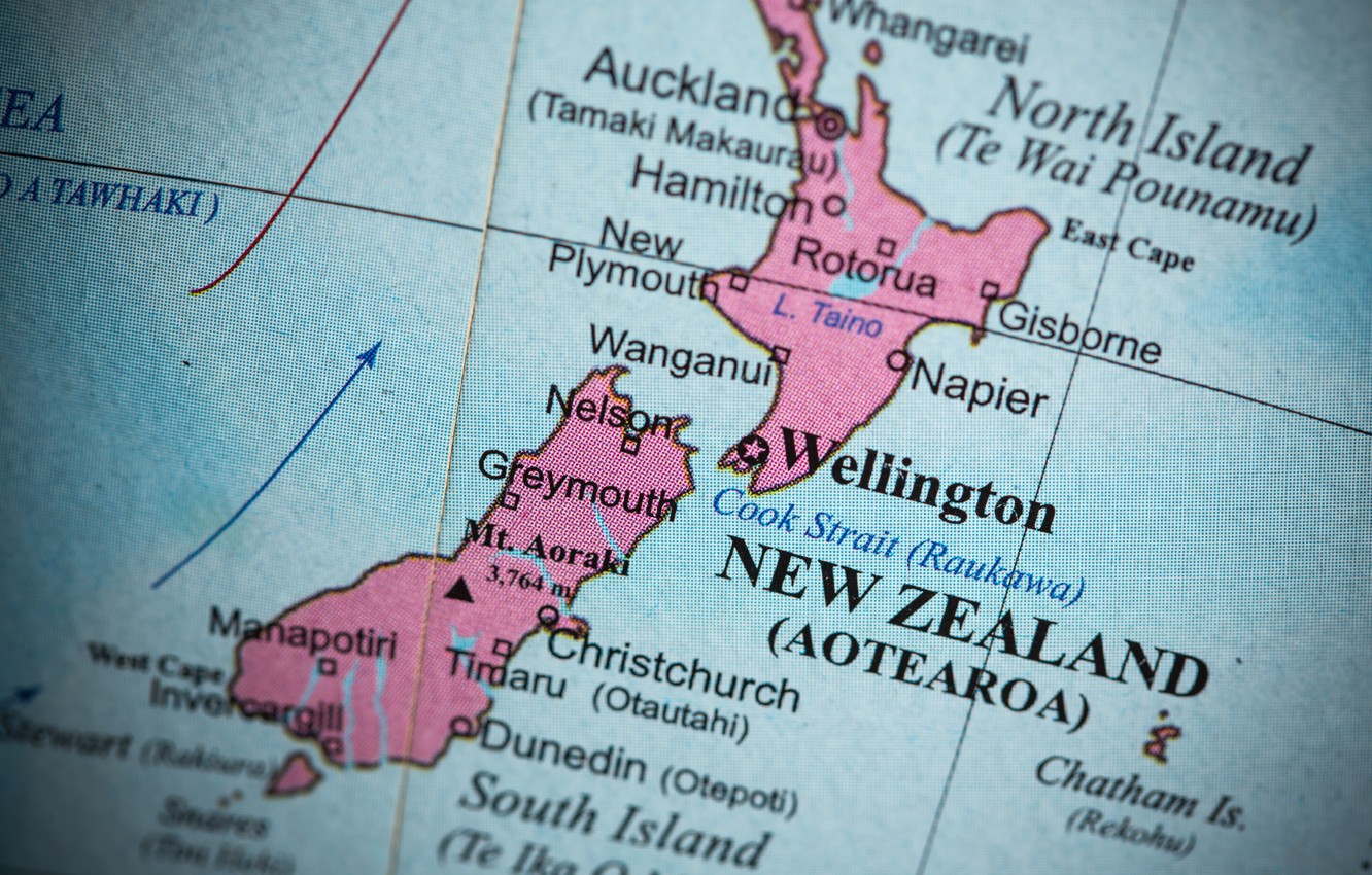 Wallpaper colors, New Zealand, map, oceania image for desktop, section макро