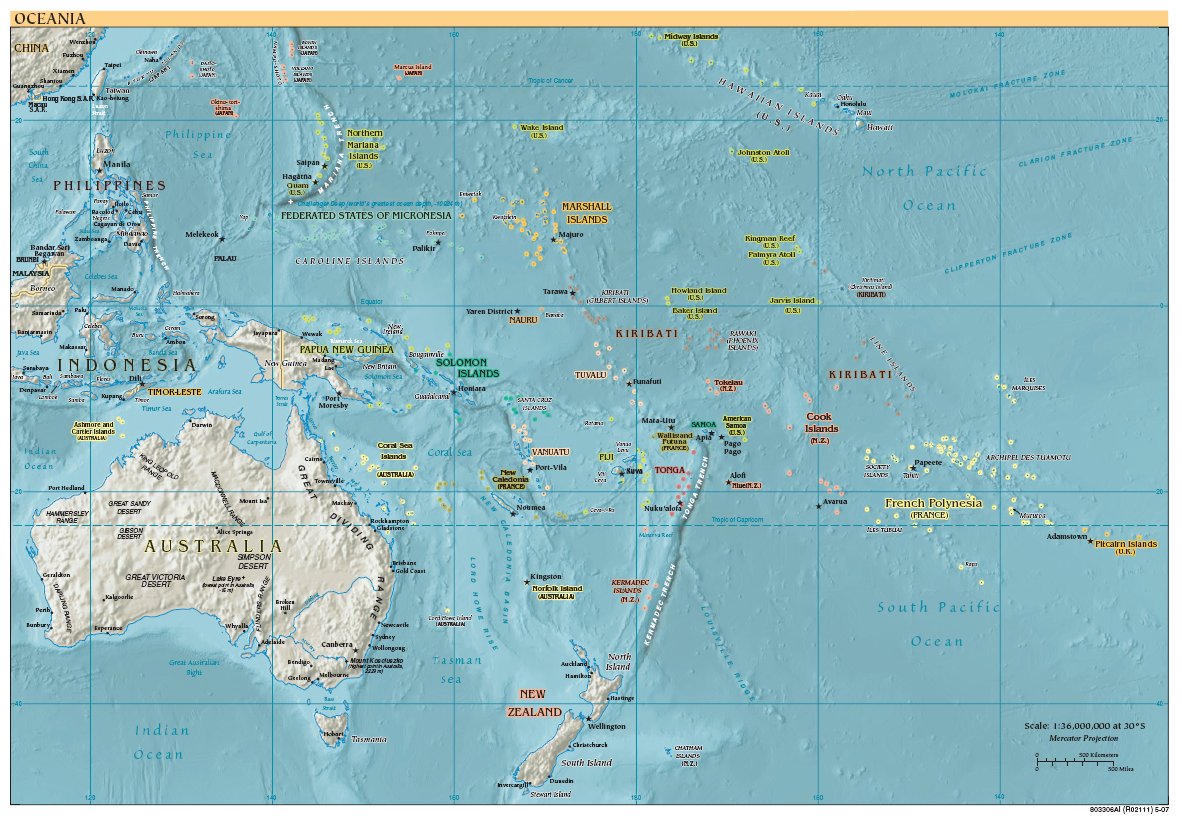 Free High Resolution Map of Oceania