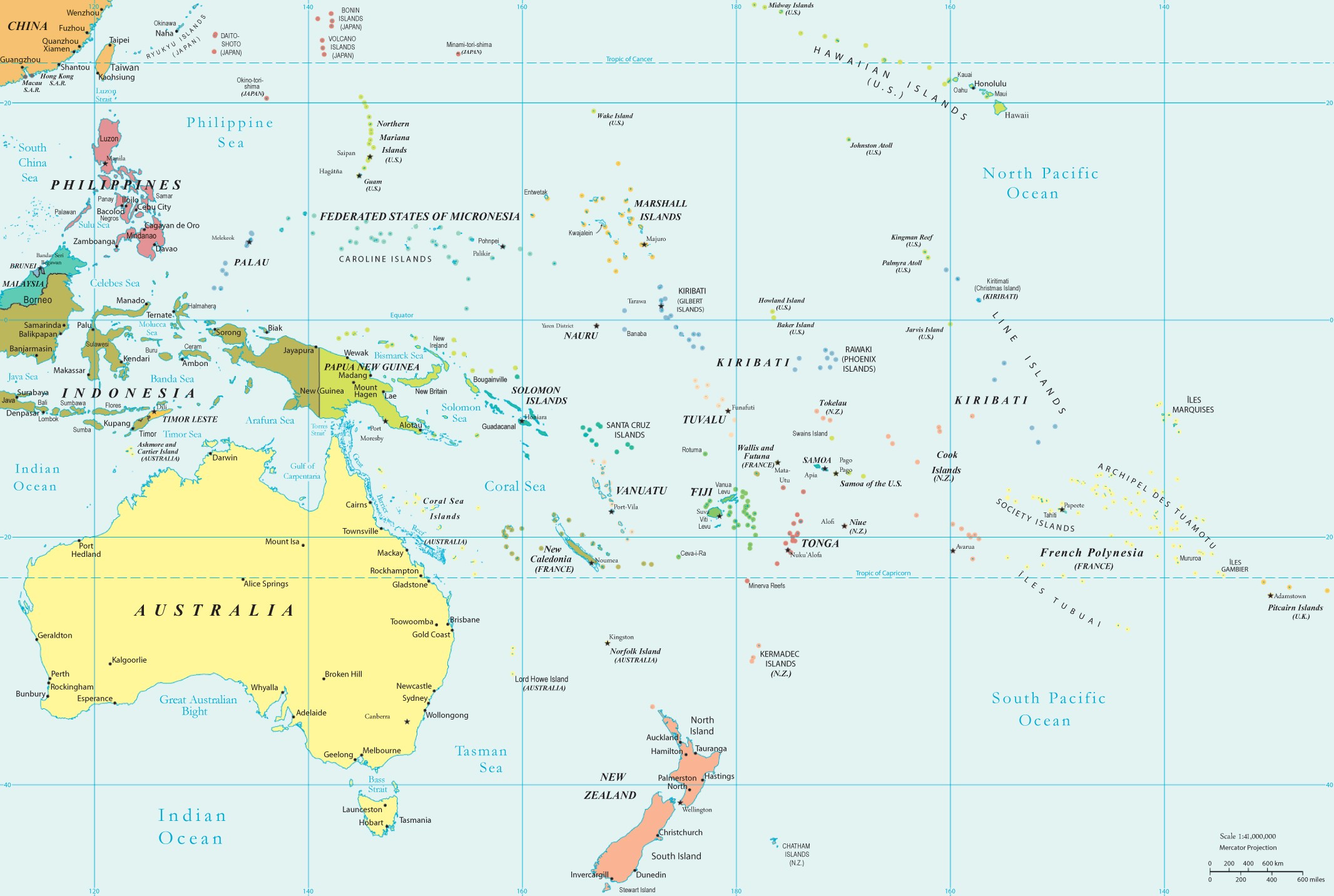 Map of Oceania. Large Political Map of Oceania