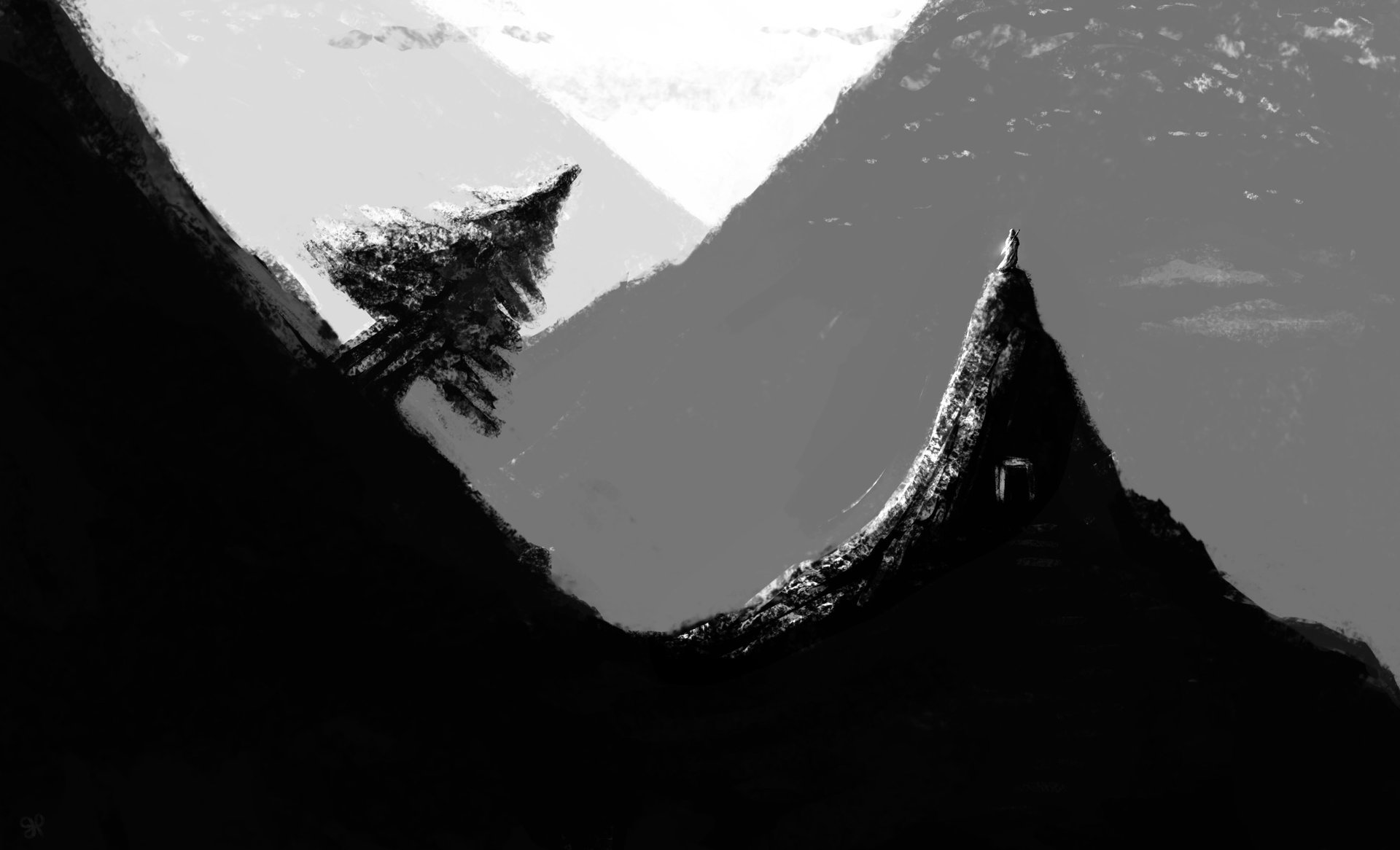 Ninja Silhouette in the Mountains