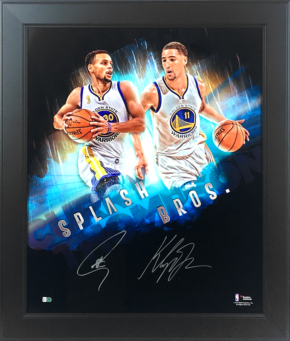 Steph Curry & Klay Thompson Autographed Golden State Warriors Splash Bros 20x24 Photo Framed