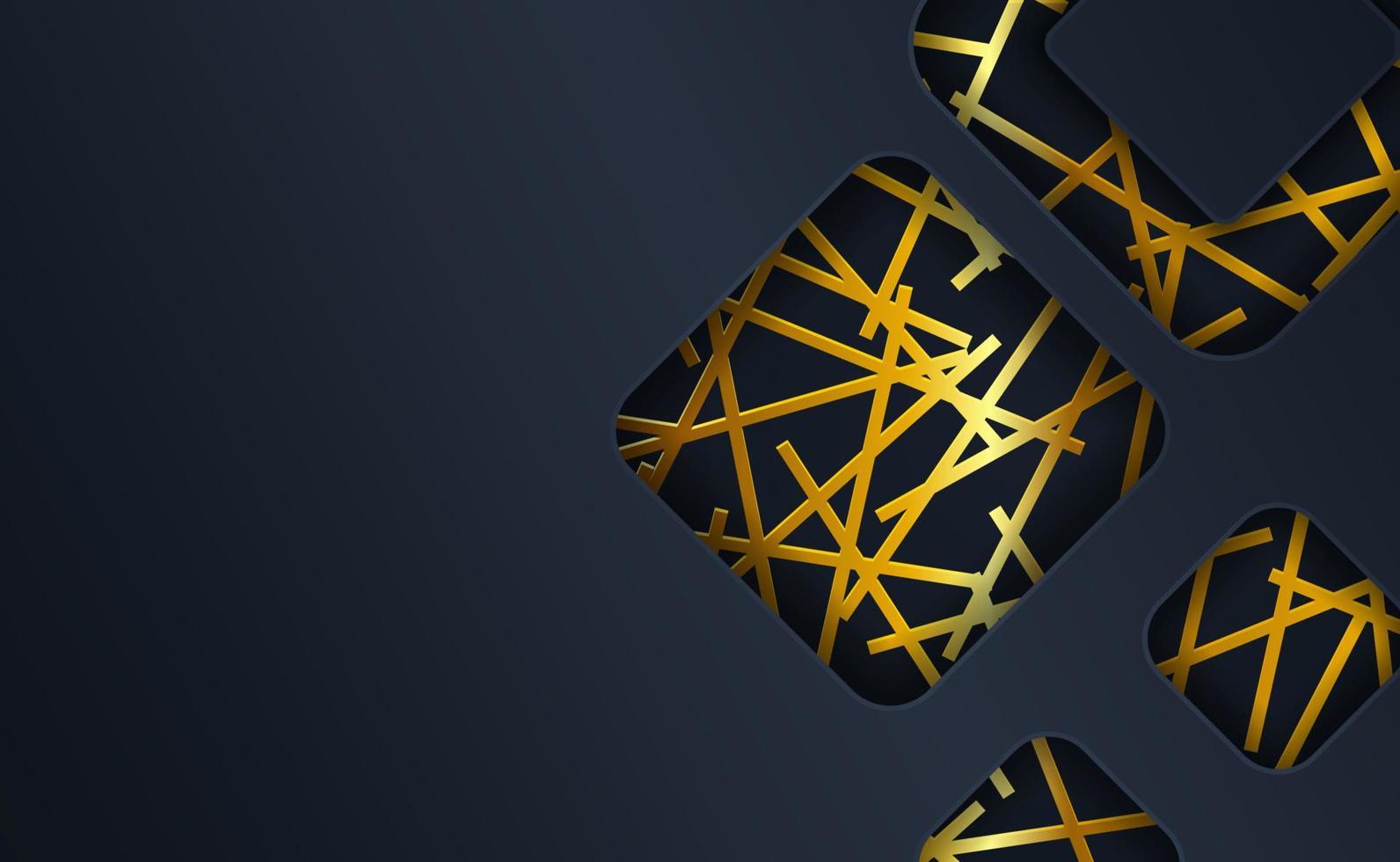 abstract dark blue overlap paper layers wallpaper with gold details