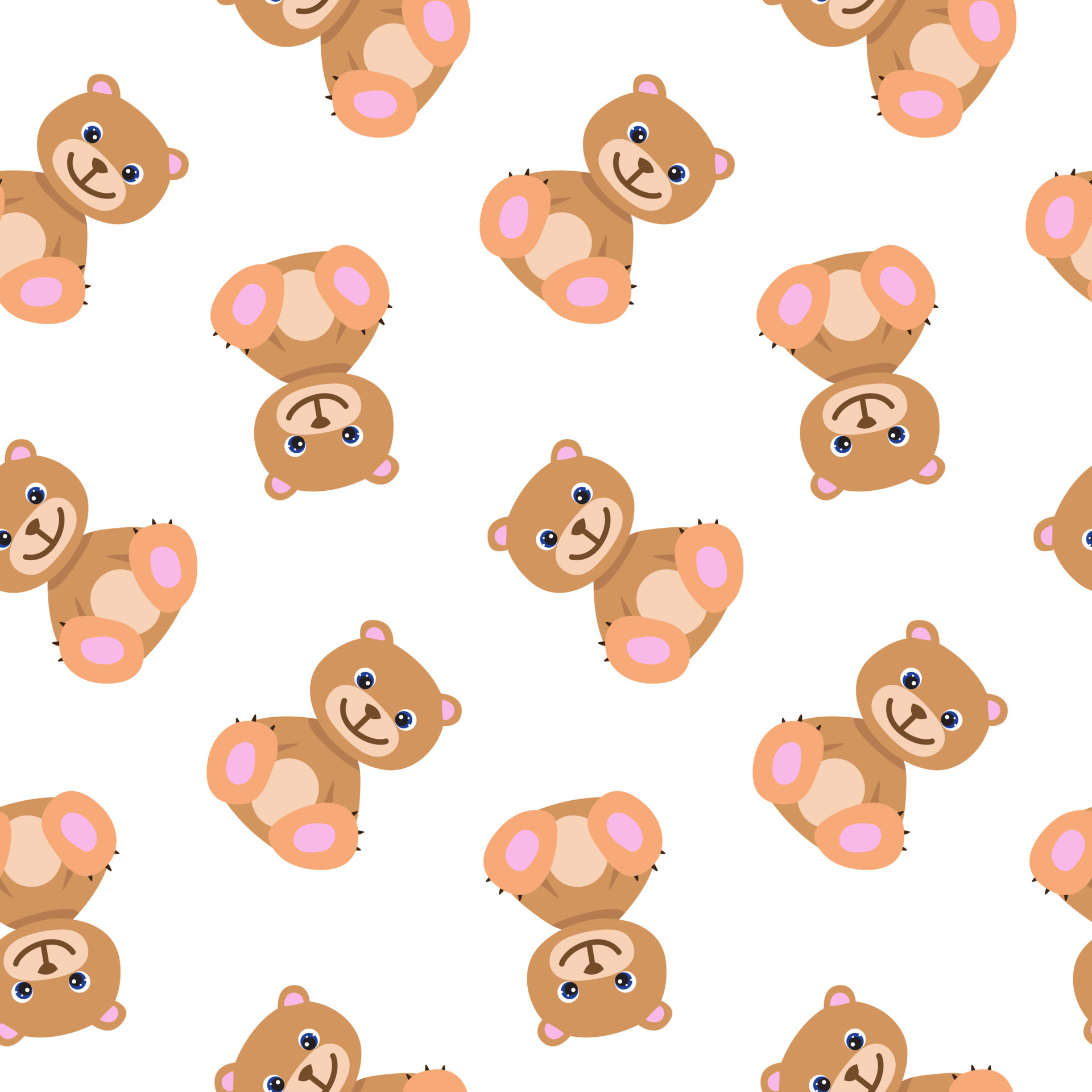 Seamless pattern with cute brown teddy bear in pastel colors. Baby illustration. Cartoon print for kids. Perfect for children clothes, textile, nursery wallpaper, gift wrap, greeting cards