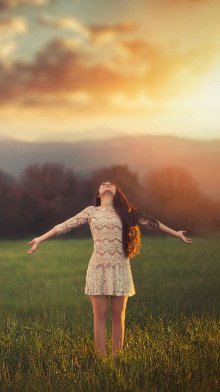 Girl In Nature Sunset Sky Wallpaper IPhone Wallpaper Wallpaper, IPhone Wallpaper