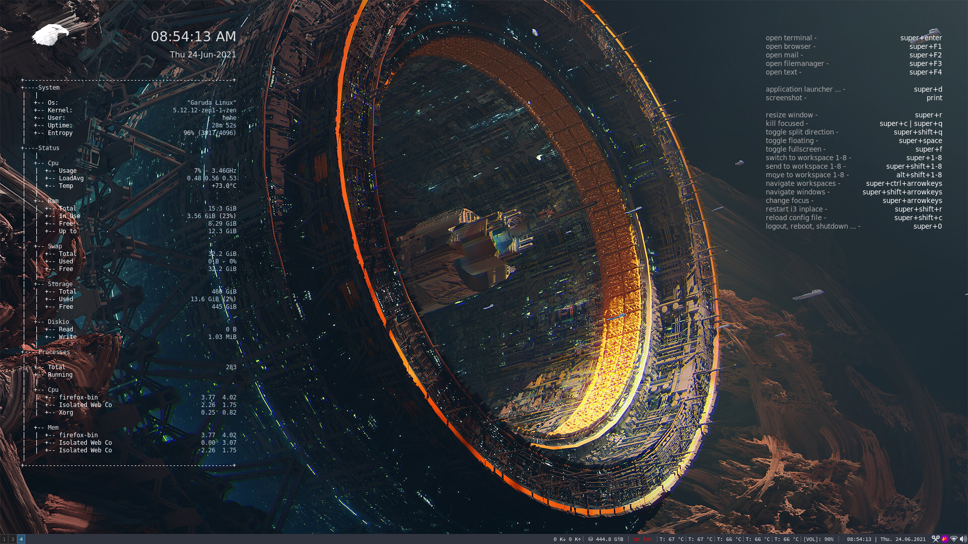 How to hide background status (Garuda Linux)