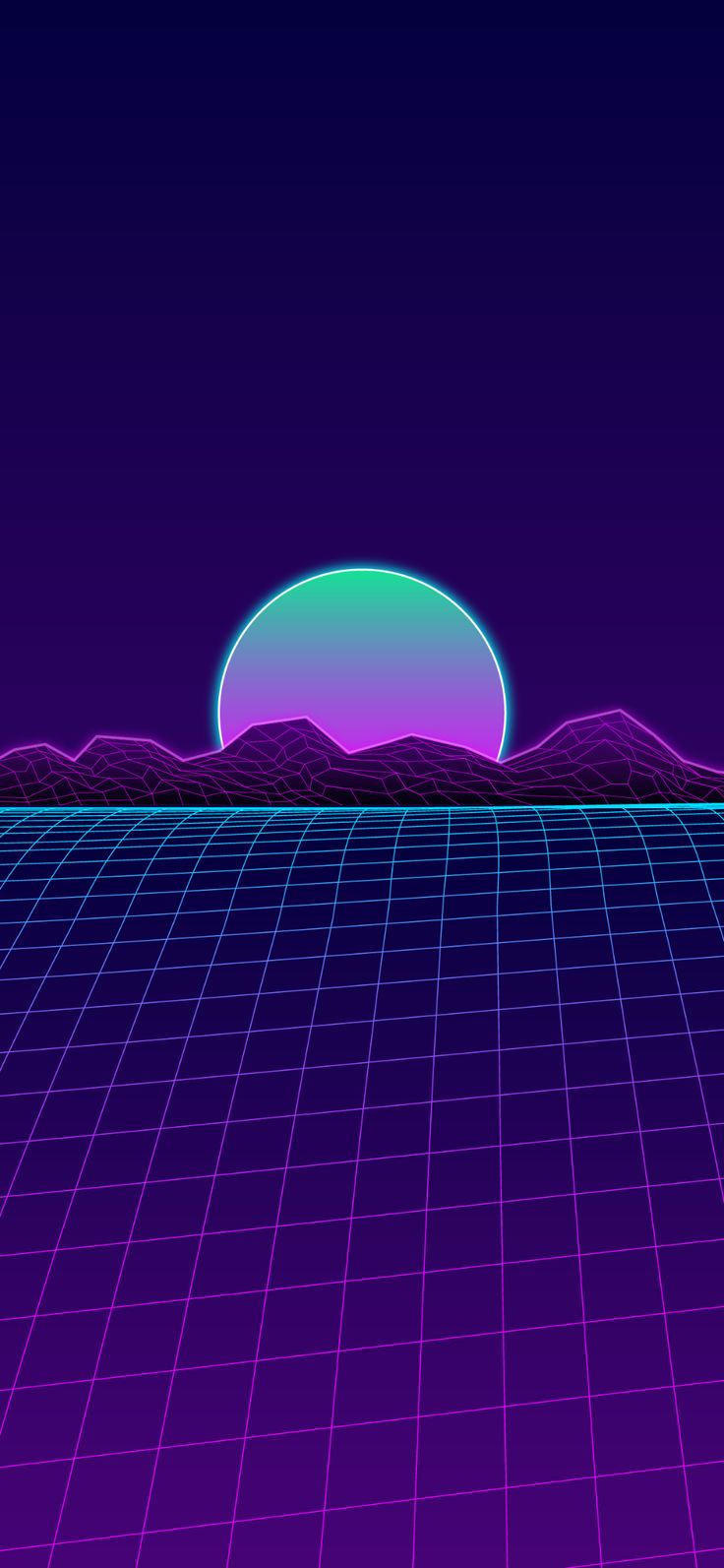 Retro wave sunset phone wallpaper