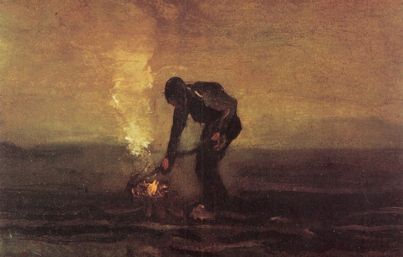 Wallpaper Vincent van Gogh, man and fire, Peasant Burning Weeds image for desktop, section живопись