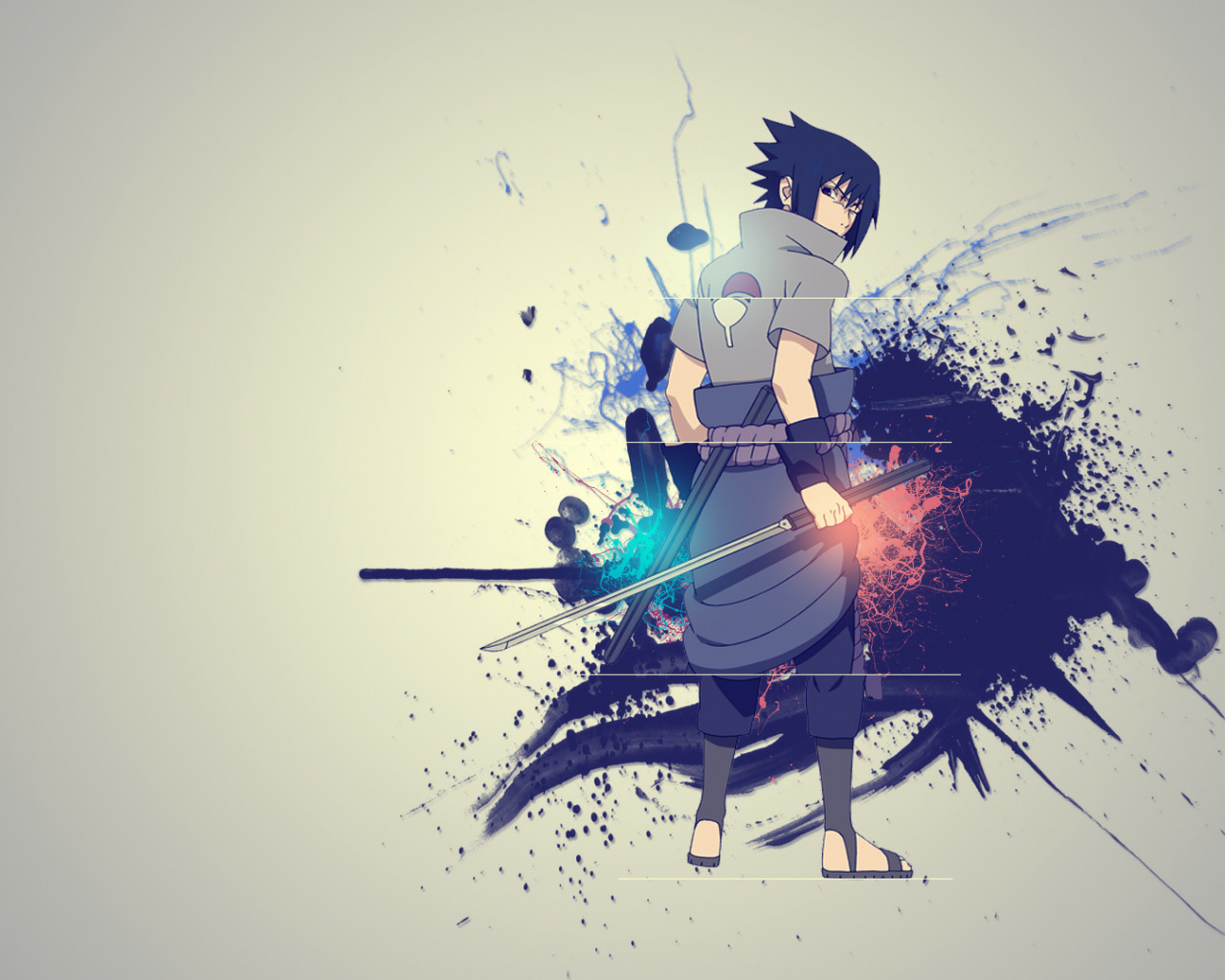Download wallpaper creative, sword, Sasuke, Naruto, Naruto, Sasuke Uchiha, Kusanagi, section shonen in resolution 1280x1024
