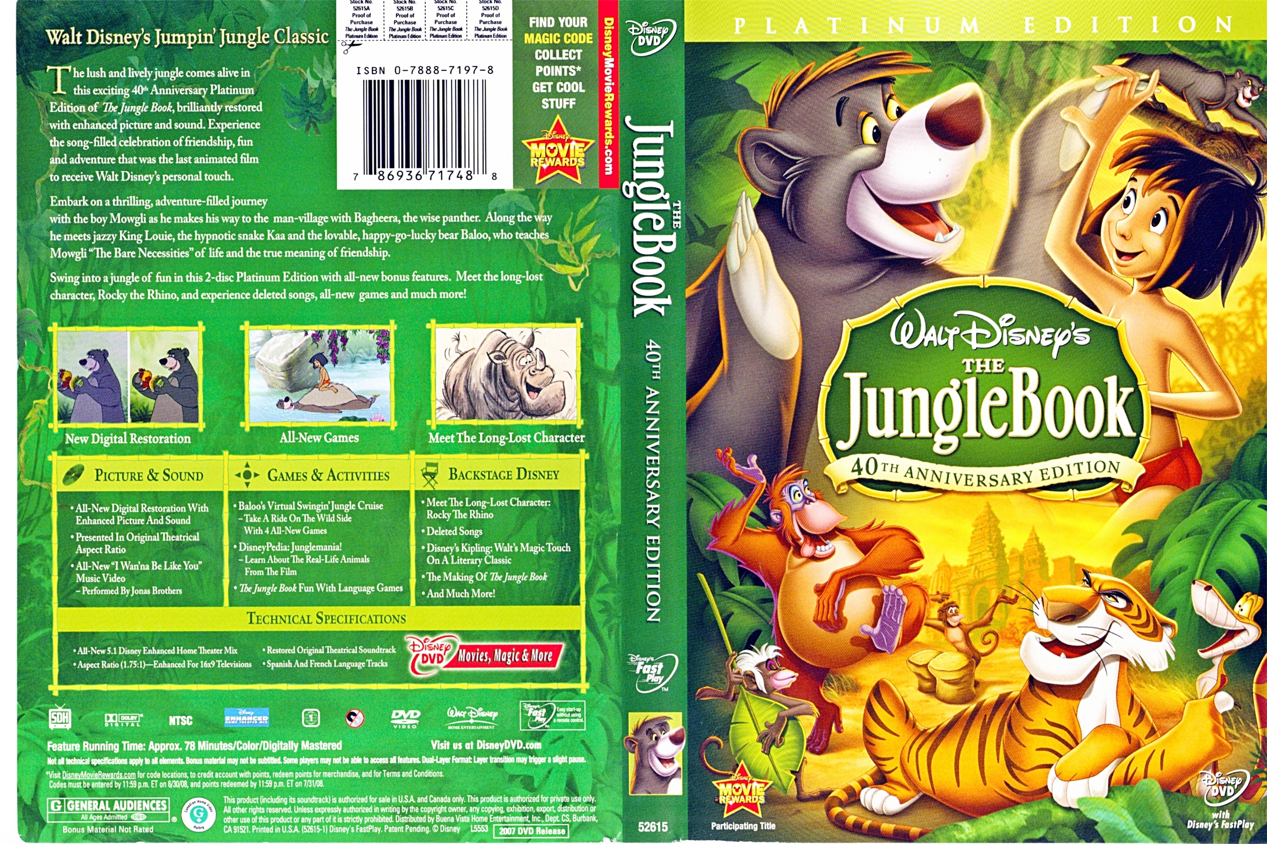 Walt Disney DVD Covers Jungle Book: 2 Disc Platinum Edition Disney Characters Photo