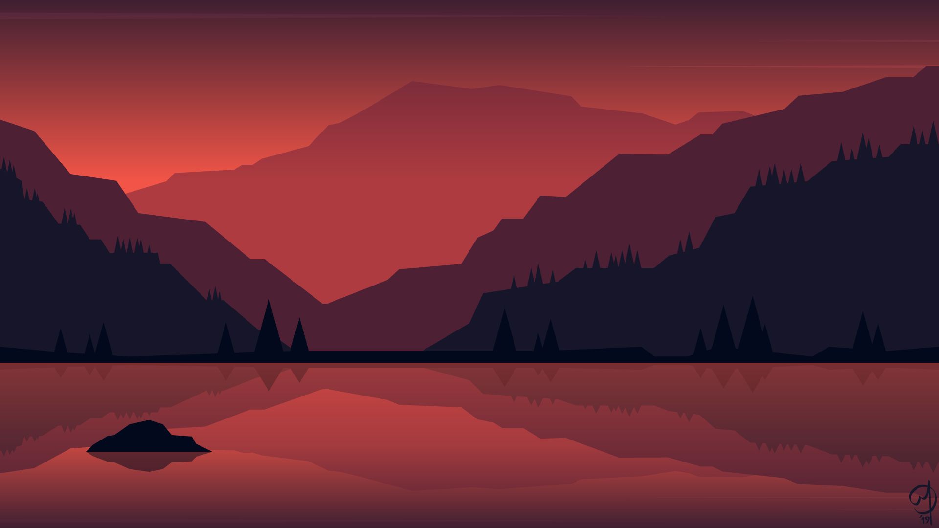 Lake minima sun set mountains wallpaper. Minimal wallpaper, Minimalist landscape, Minimalist desktop wallpaper