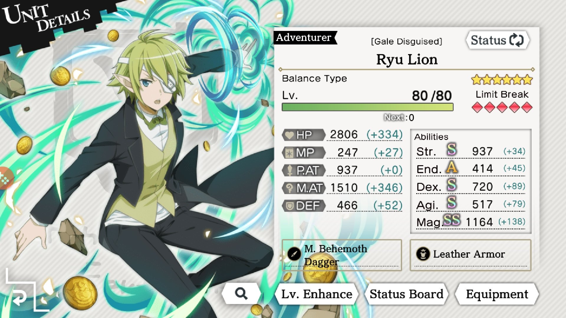 Bloodycard - Ryu Lion is my favorite DanMachi character, especially in Gale disguised, also she is the first character that I max limit break in Memoria Freese