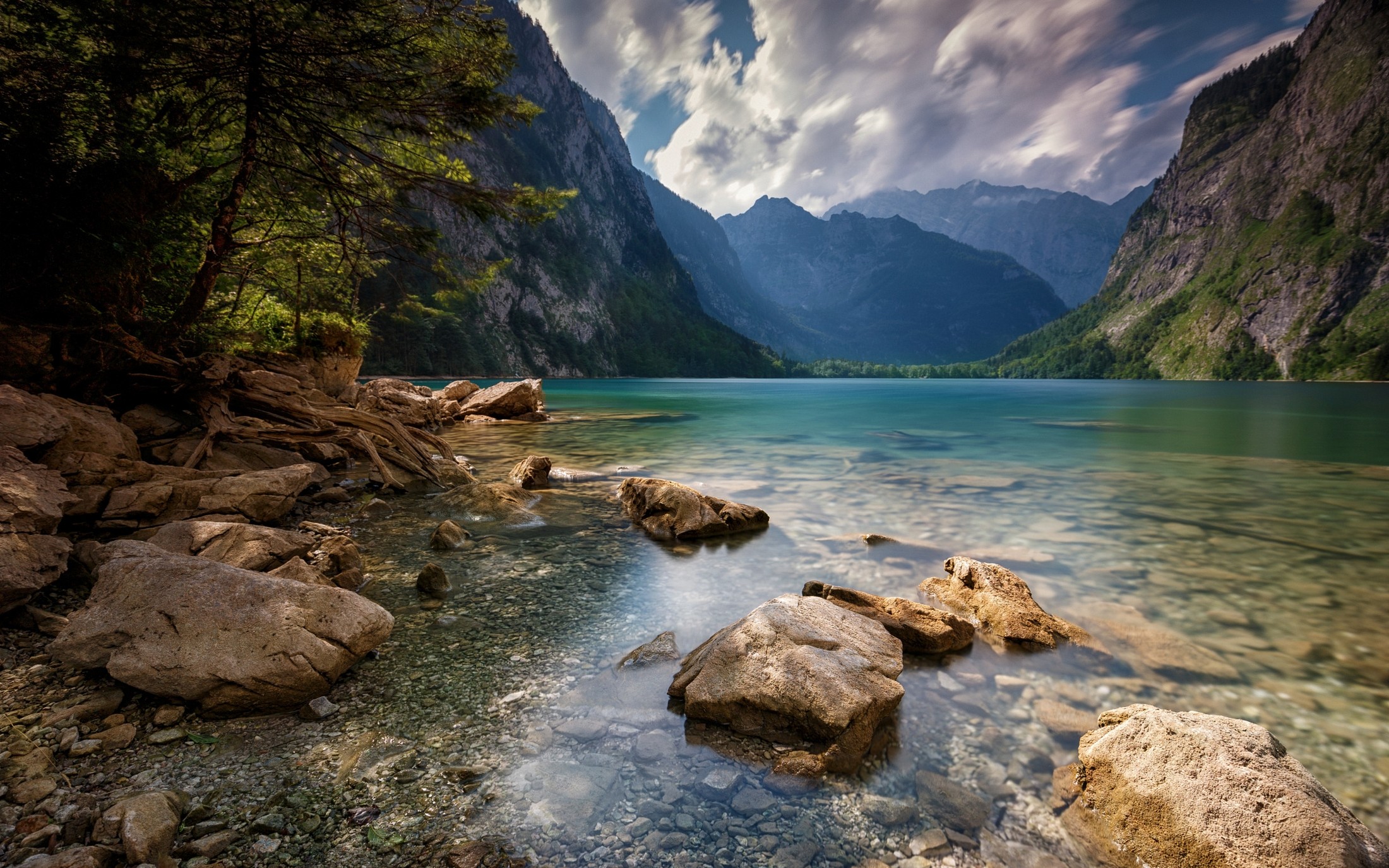 water, trees, Alps, lake, mountain, summer (2200x1375px) on Wallls.com
