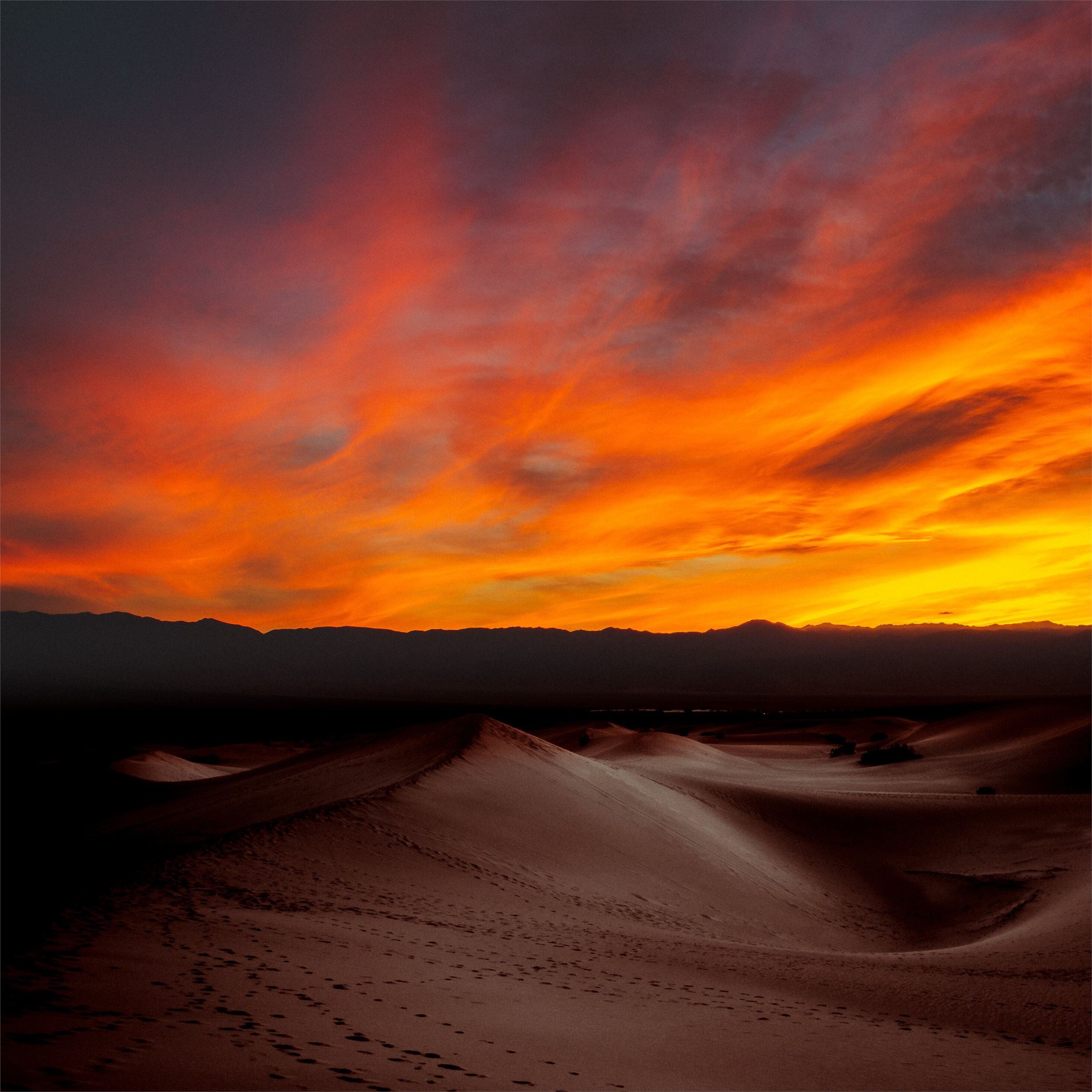 burning sunset dark desert 4k iPad Pro Wallpaper Free Download