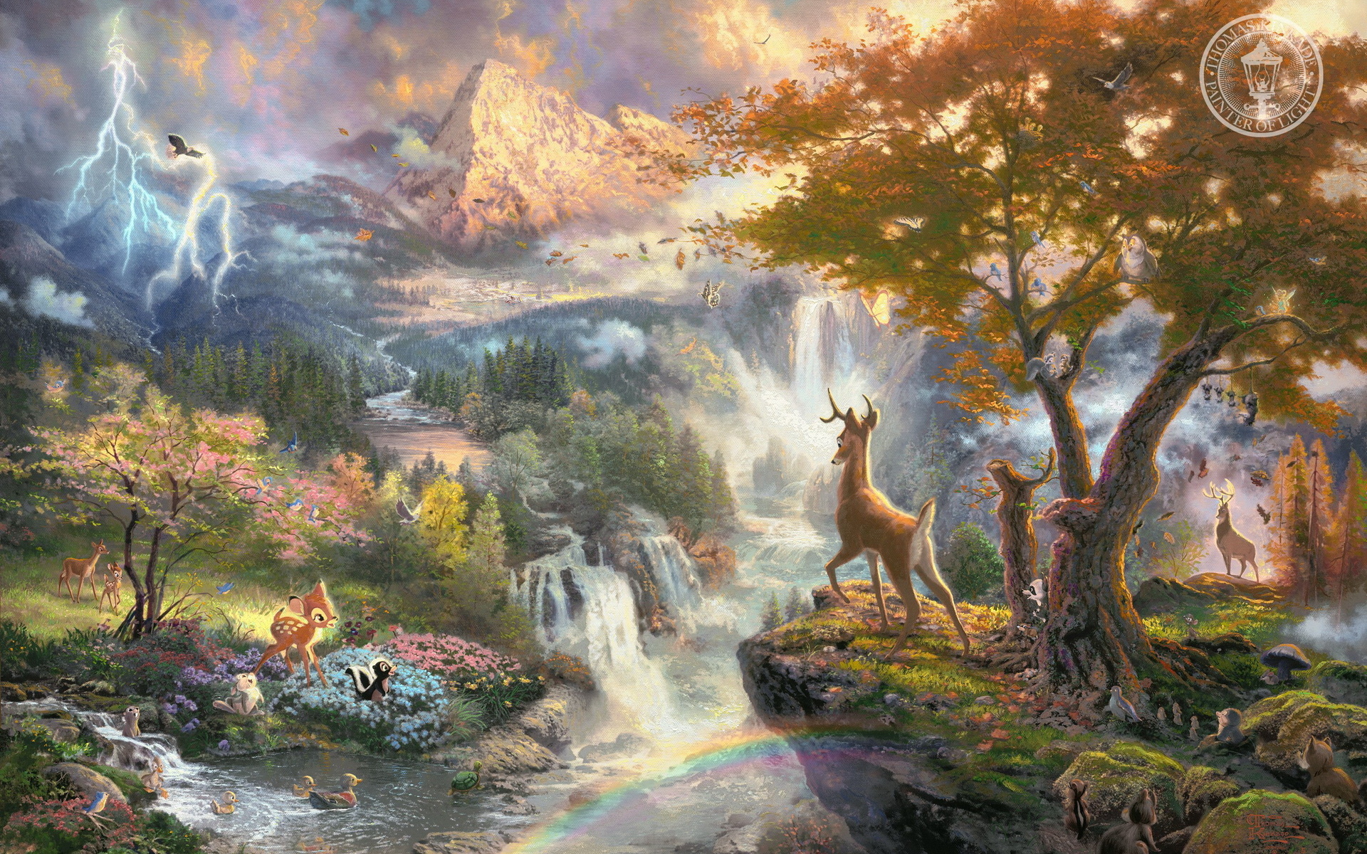 Thomas Kinkade Kinkade Disney Cartoons Movies Landscapes Nature Bambie Animals Artistic Paintings Cute Wallpaperx1200