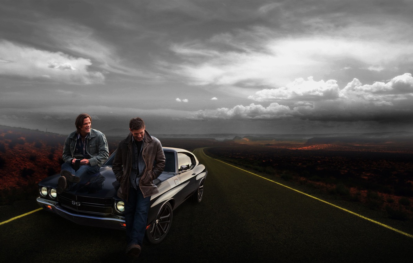 Wallpaper car, chevrolet, road, supernatural, winchester brothers image for desktop, section фильмы
