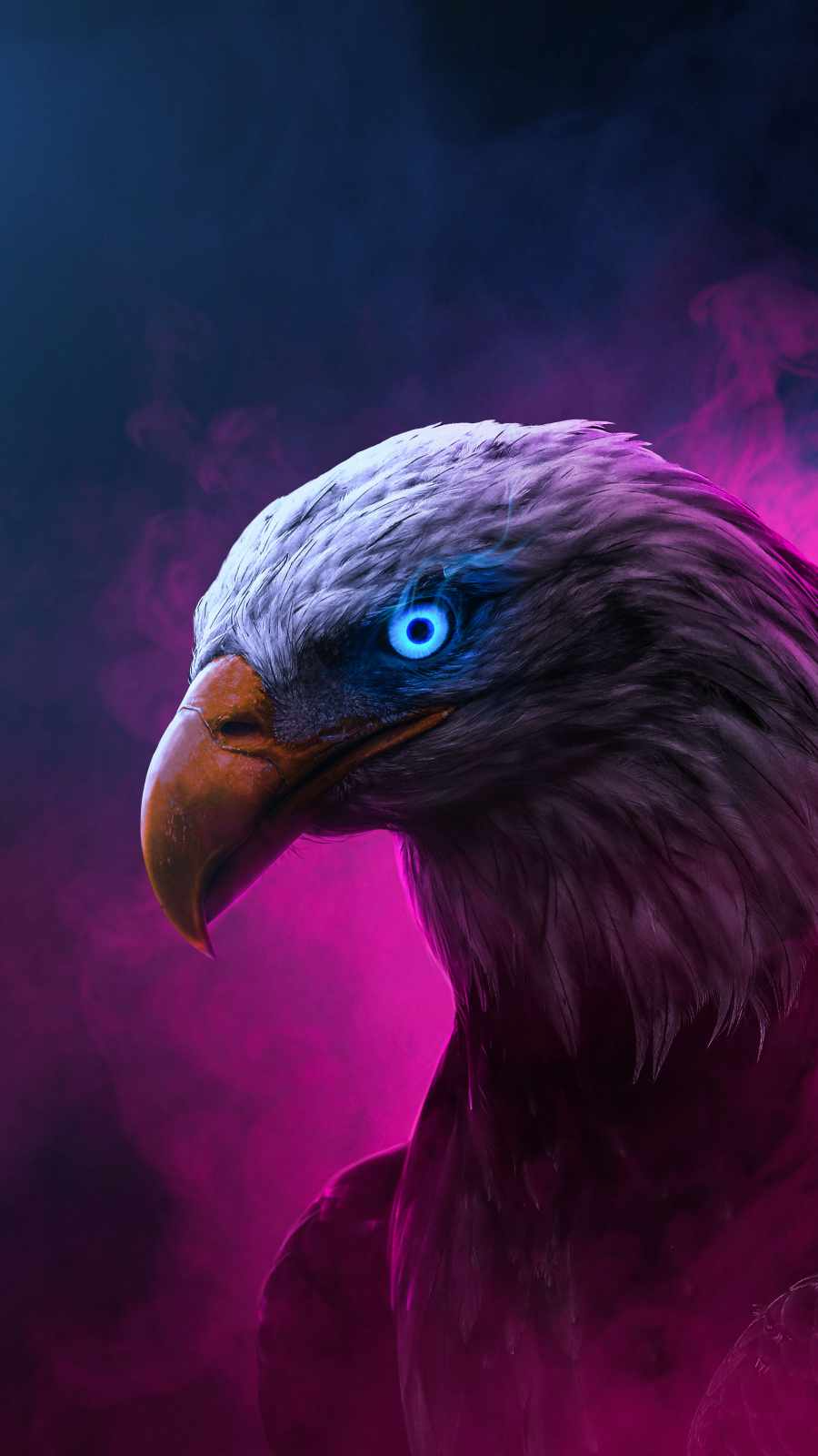 Eagle Wallpaper 4K, Bird of prey, Raptors, Red eyes