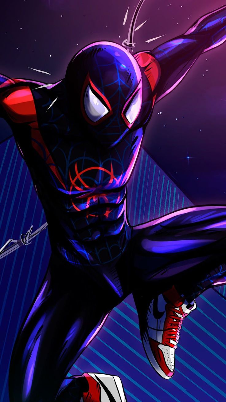 Miles Morales Wallpaper. iPhone Wallpaper. Mobile Wallpaper. Spider Man Vector. iPad. Mac. Spiderman, Samsung wallpaper, Spiderman drawing