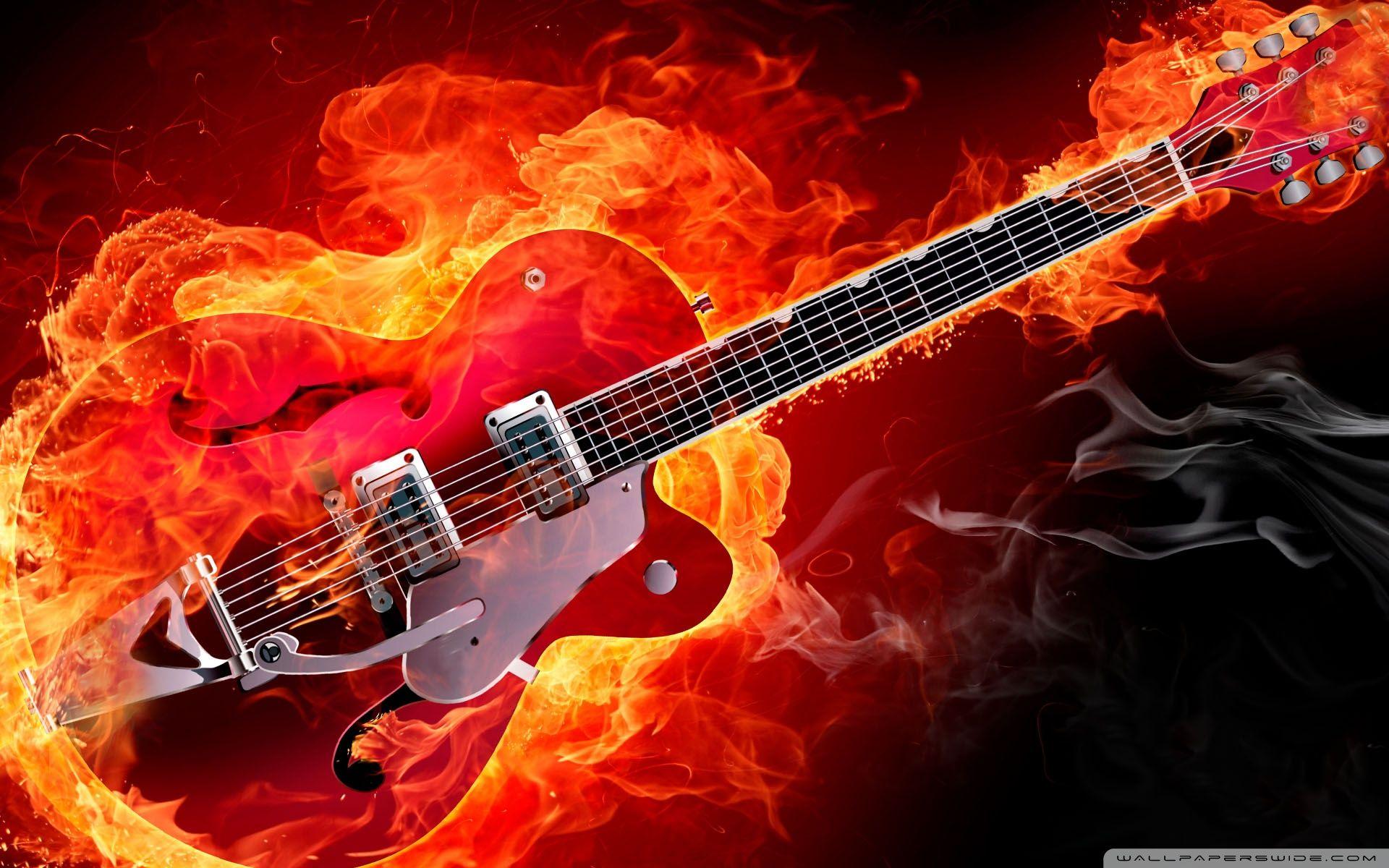 Flaming Guitar Wallpaper