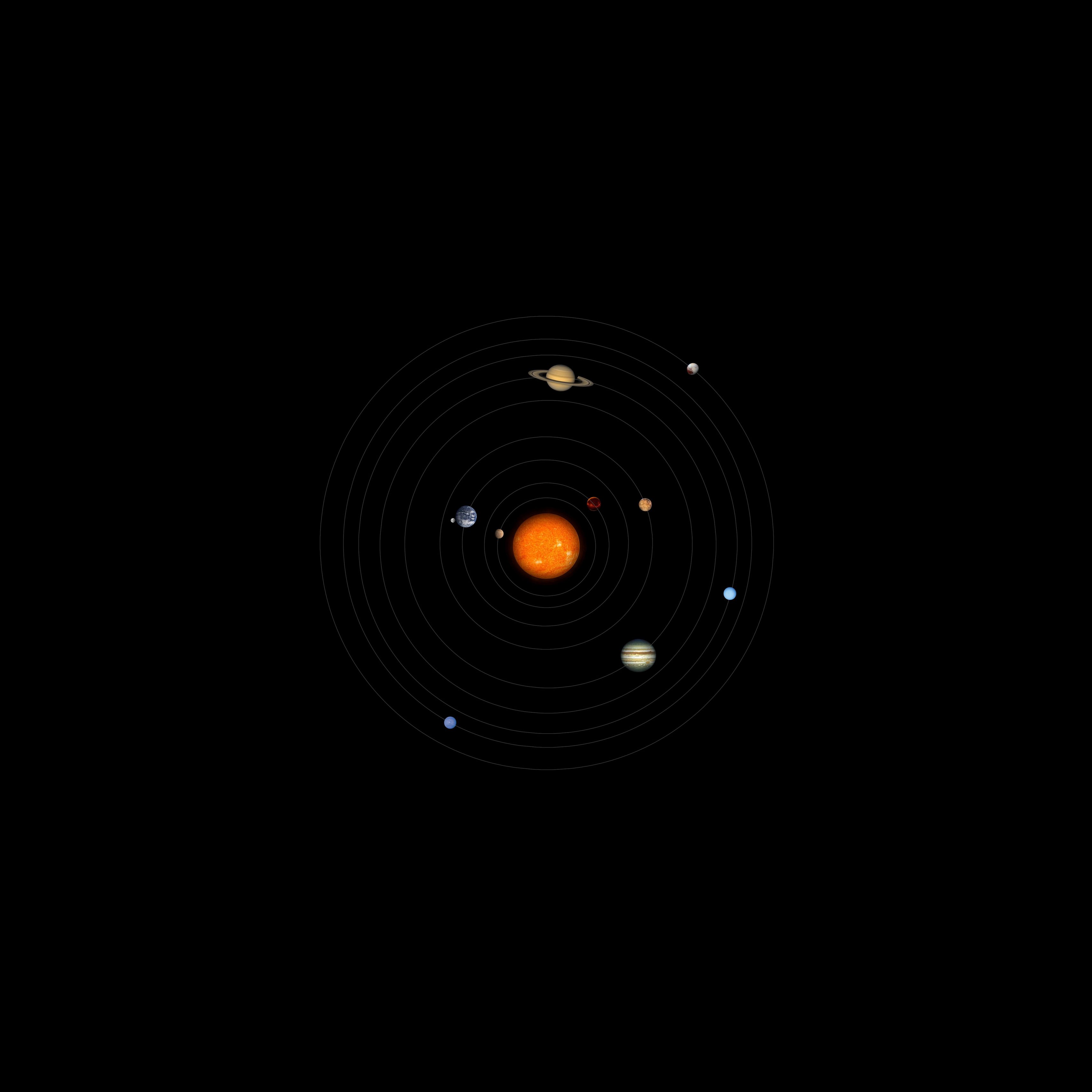 Download wallpaper 3415x3415 solar system, planets, space, astronomy, circles ipad pro 12.9 retina for parallax HD background