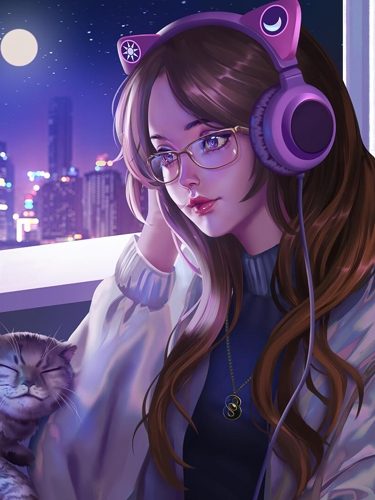 Free download Anime Girl Lofi Cat HD wallpaper download Anime wallpaper [1280x1024] for your Desktop, Mobile & Tablet. Explore Gamer Girl Anime Cat Wallpaper. Anime Gamer Girl Wallpaper, Anime