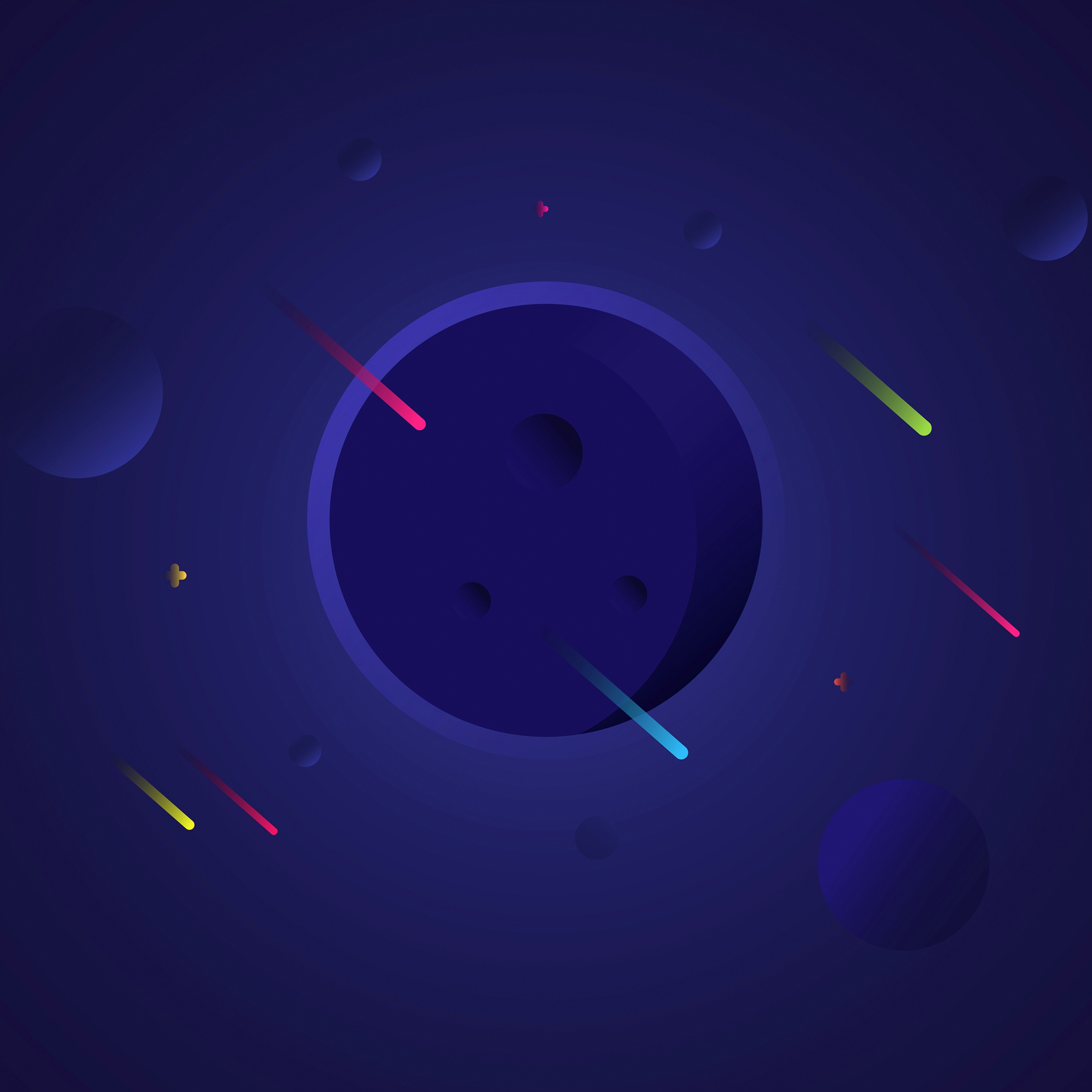 Solar System Minimal Blue Art 4K Wallpaper