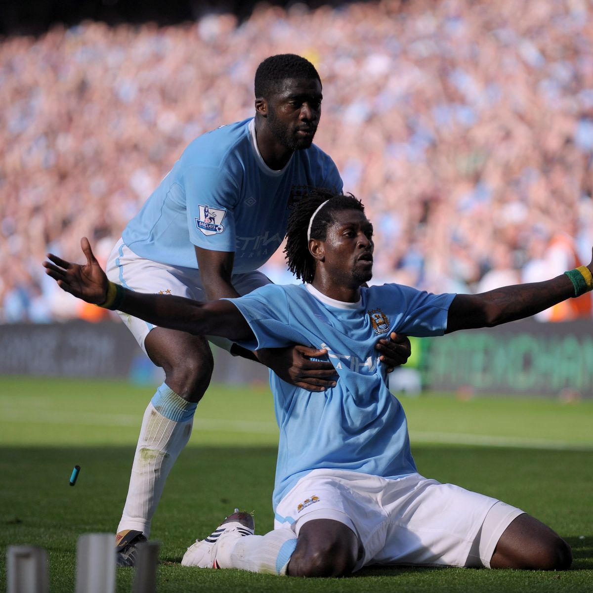 Arsenal fans still angry as Emmanuel Adebayor's iconic Man City celebration is remembered 12 years on Evening News