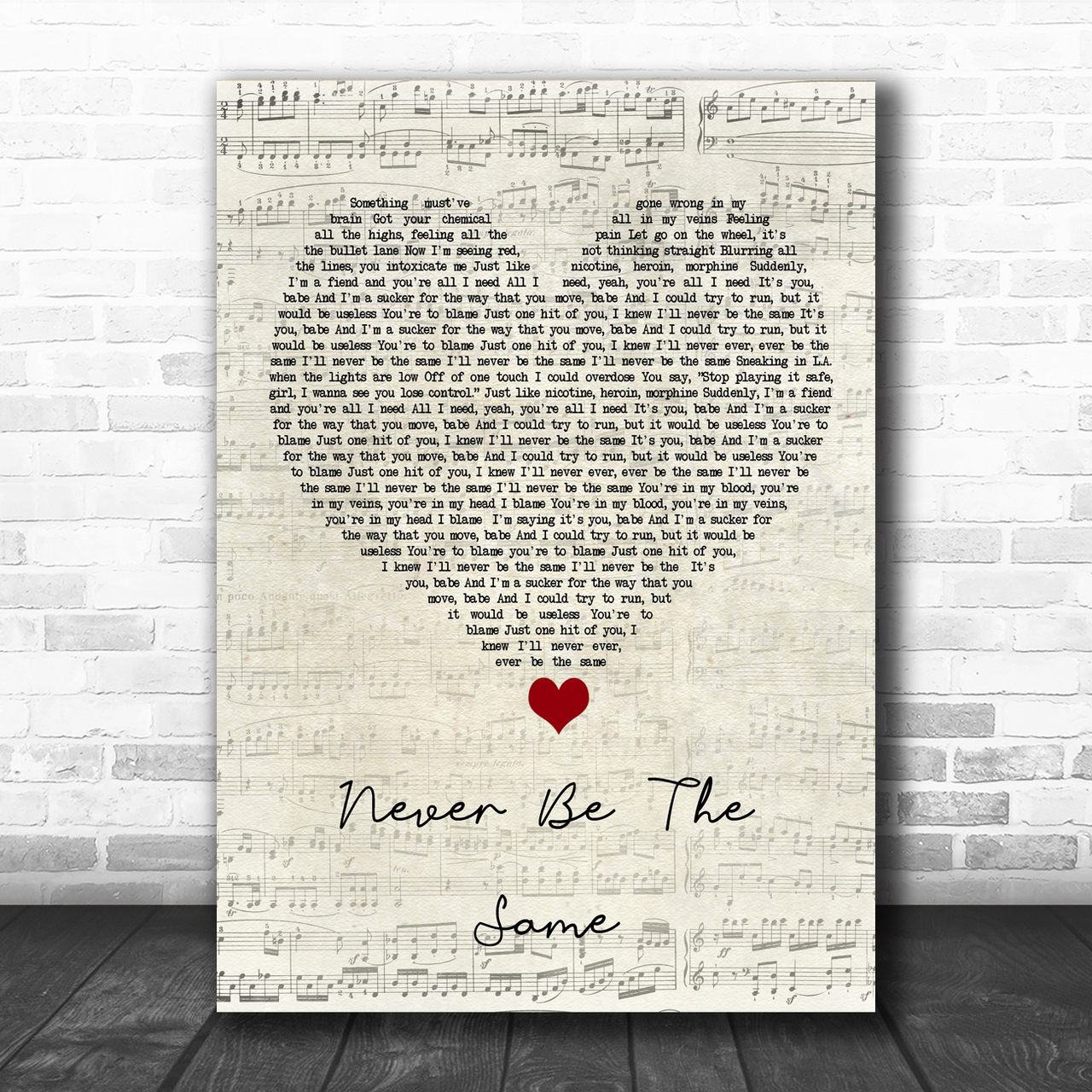 Camila Cabello Never Be The Same Script Heart Song Lyric Quote Music Print Lyric Designs