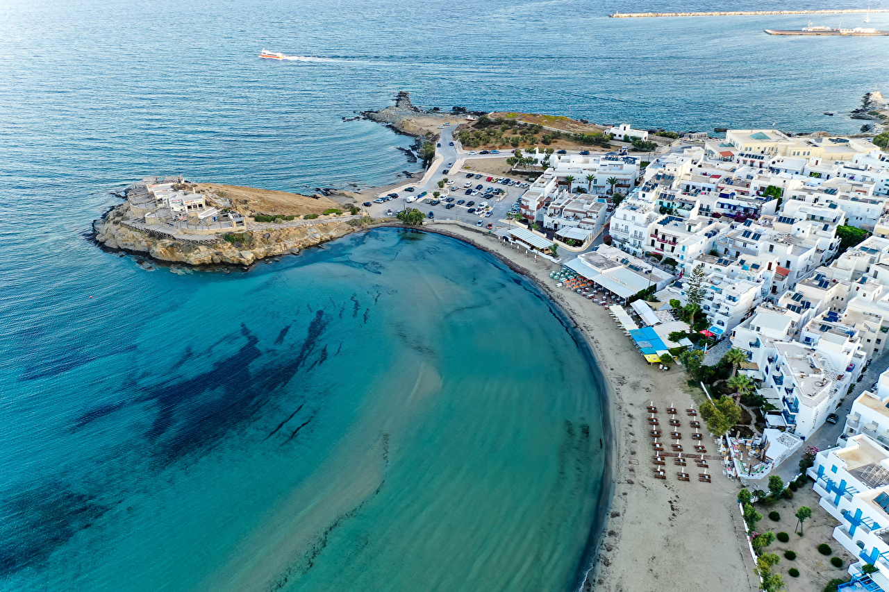 image Greece Naxos City Street Coast From above Houses Cities