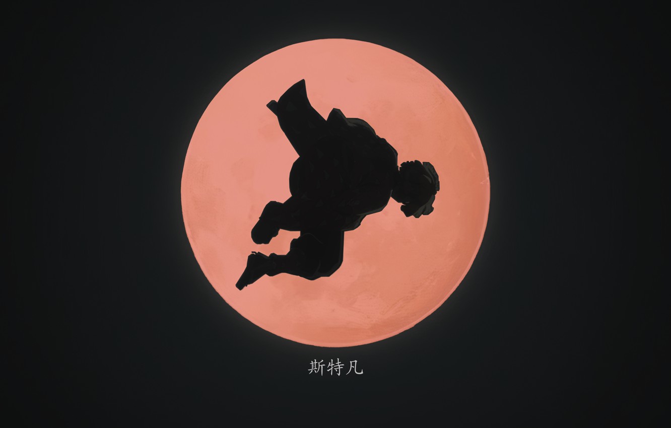 Wallpaper dark, moon, DemonSlayer image for desktop, section сёнэн