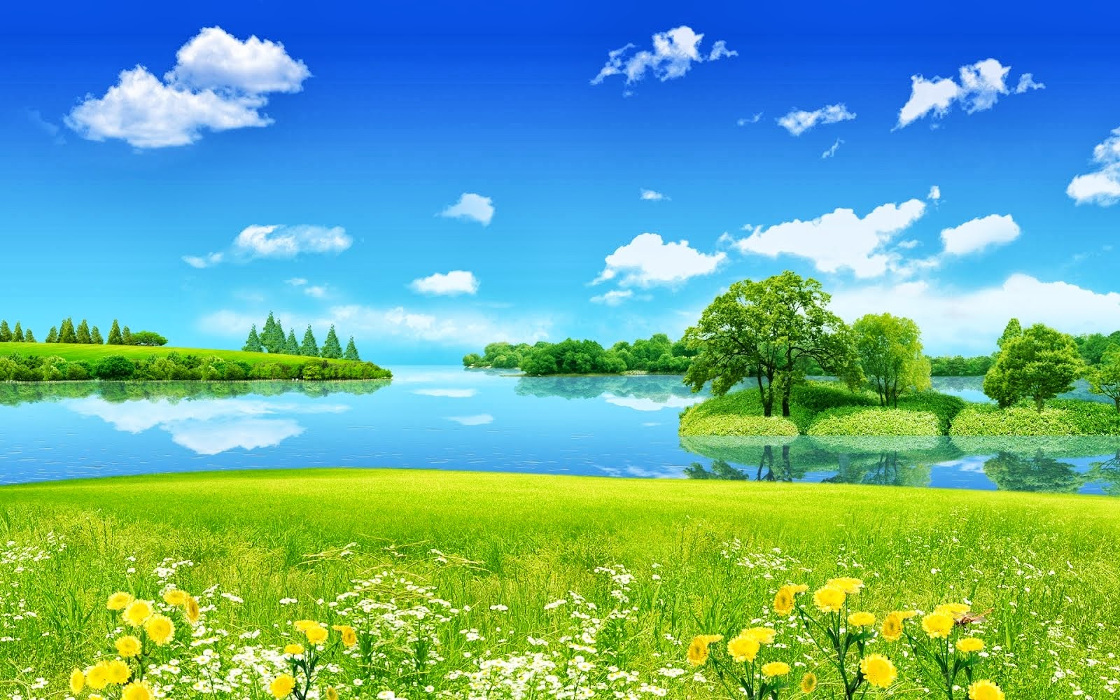 Summer Lake Desktop Wallpaper
