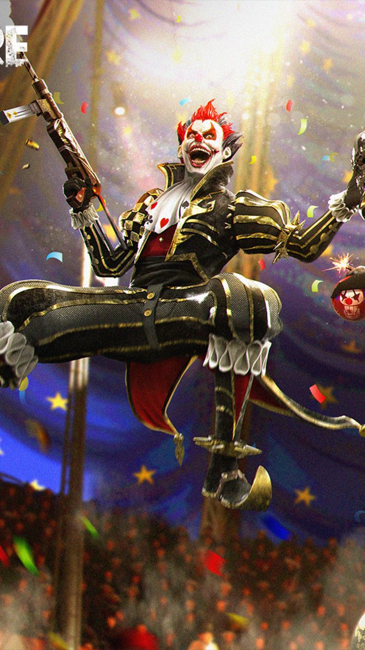 Night Clown Garena Free Fire 4K Ultra HD Mobile Wallpaper. Fire drawing, Animated wallpaper for mobile, Joker wallpaper