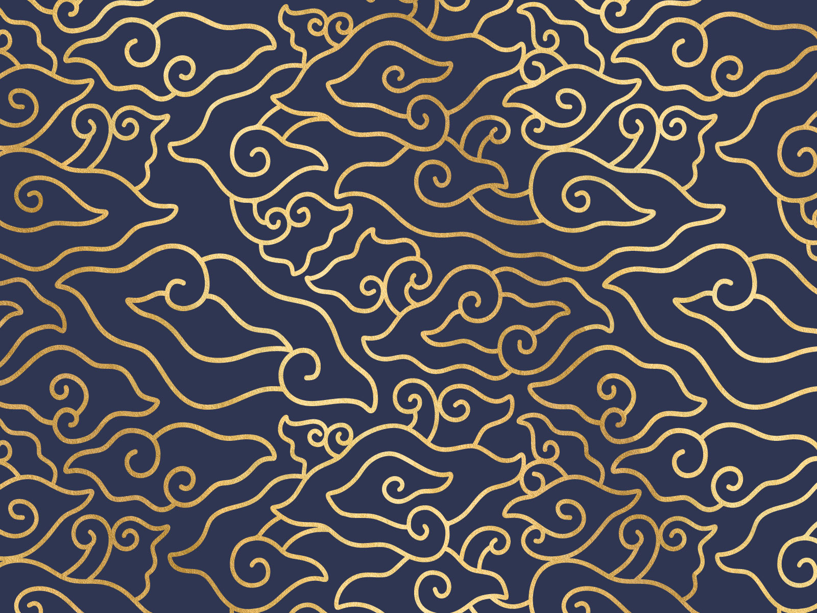 Megamendung Batik Gold Sketch Pattern