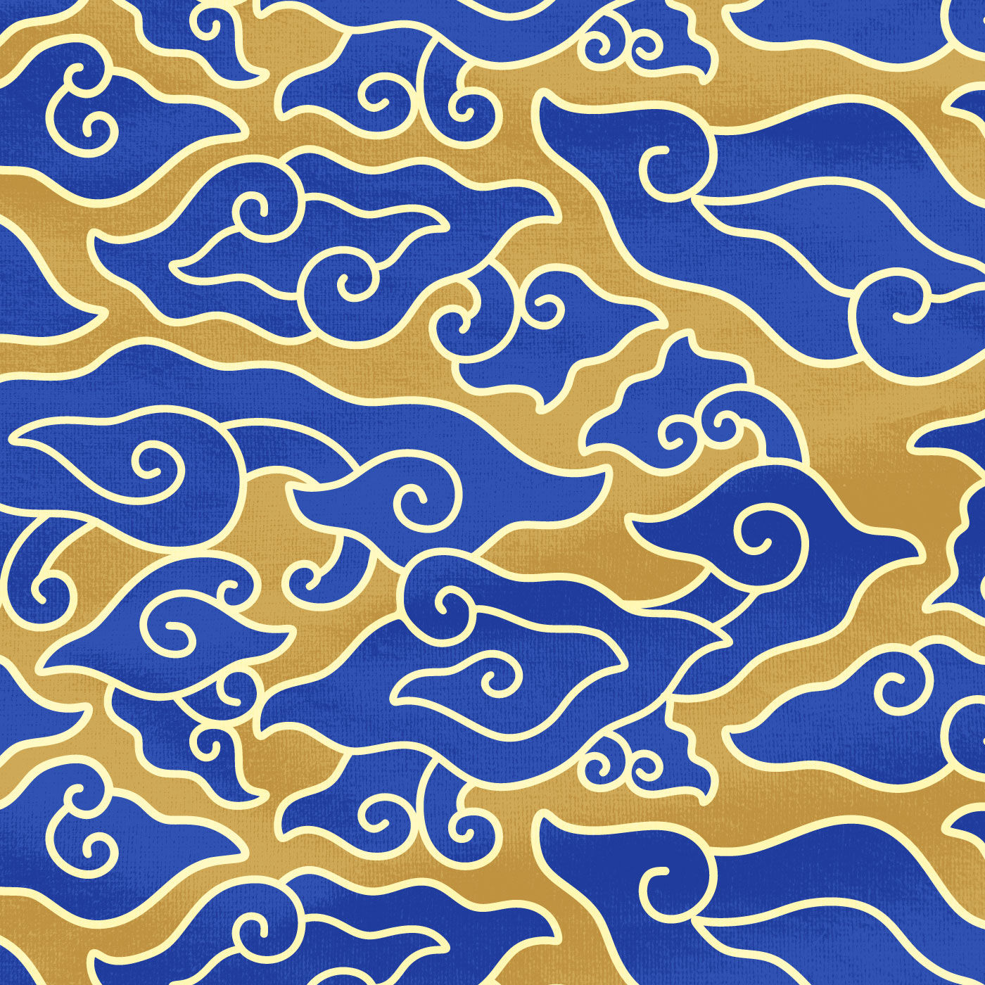 Blue Gold Batik Megamendung Pattern