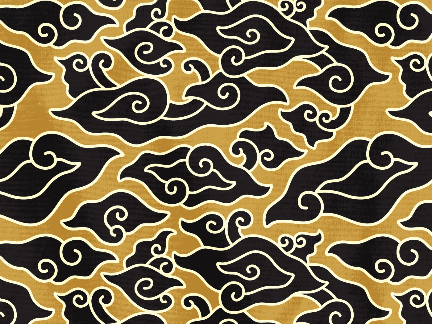 Black Gold Batik Megamendung Pattern