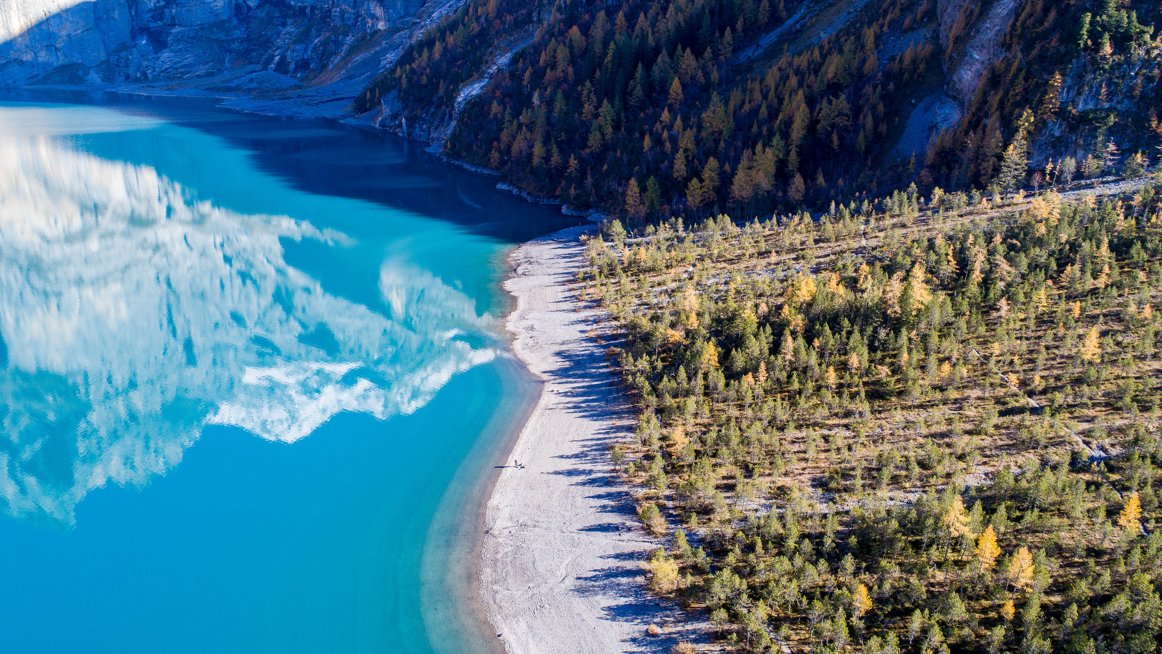 Switzerland Oeschinen Lake Scenery Nature 4K Wallpaper