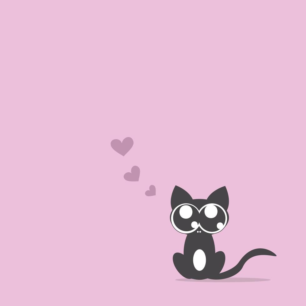 Cute kitten with hearts on pink background