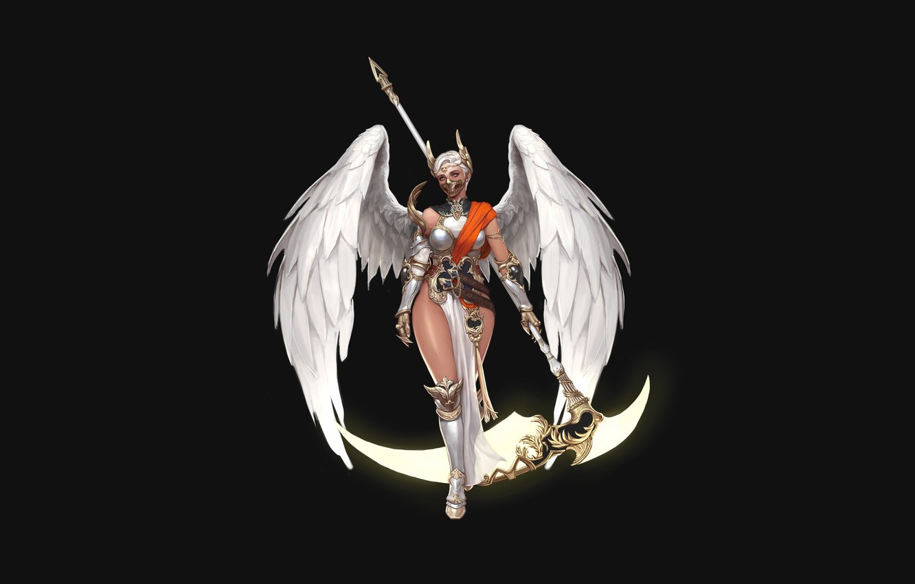 Wallpaper Girl, Armor, Girl, Warrior, Braid, Art, Art, Warrior, Fiction, Armor, Valkyrie, Scythe, Myth, Myth, Juyeon Park, by Juyeon Park image for desktop, section минимализм