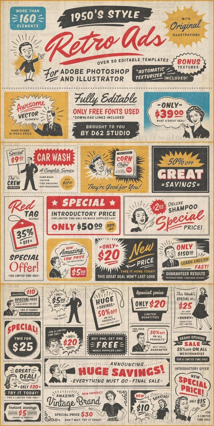 1950s Retro Style Vintage Ad. Retro graphic design, Vintage graphic design, Retro poster