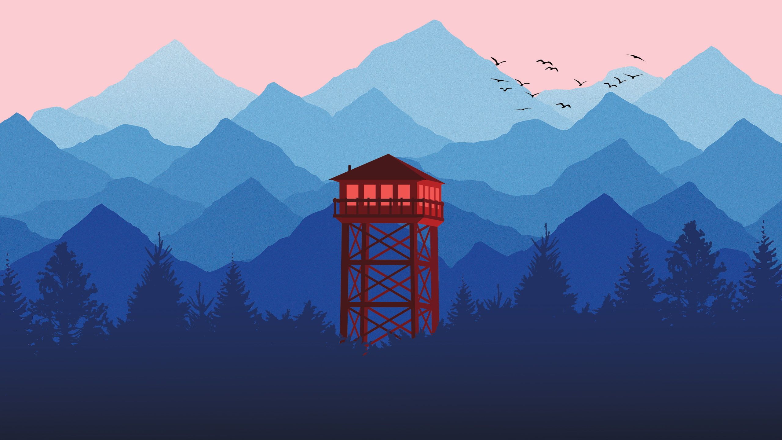 CGI #Mountains #Minimal #Watchtower #Forest K #wallpaper #hdwallpaper # desktop. Minimal wallpaper, Digital wallpaper, Creative graphics