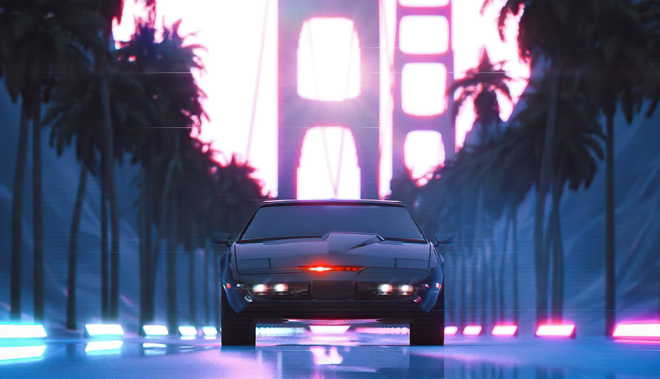 Black Knight Rider Car Vaporwave 5k Laptop HD HD 4k Wallpaper, Image, Background, Photo and Picture
