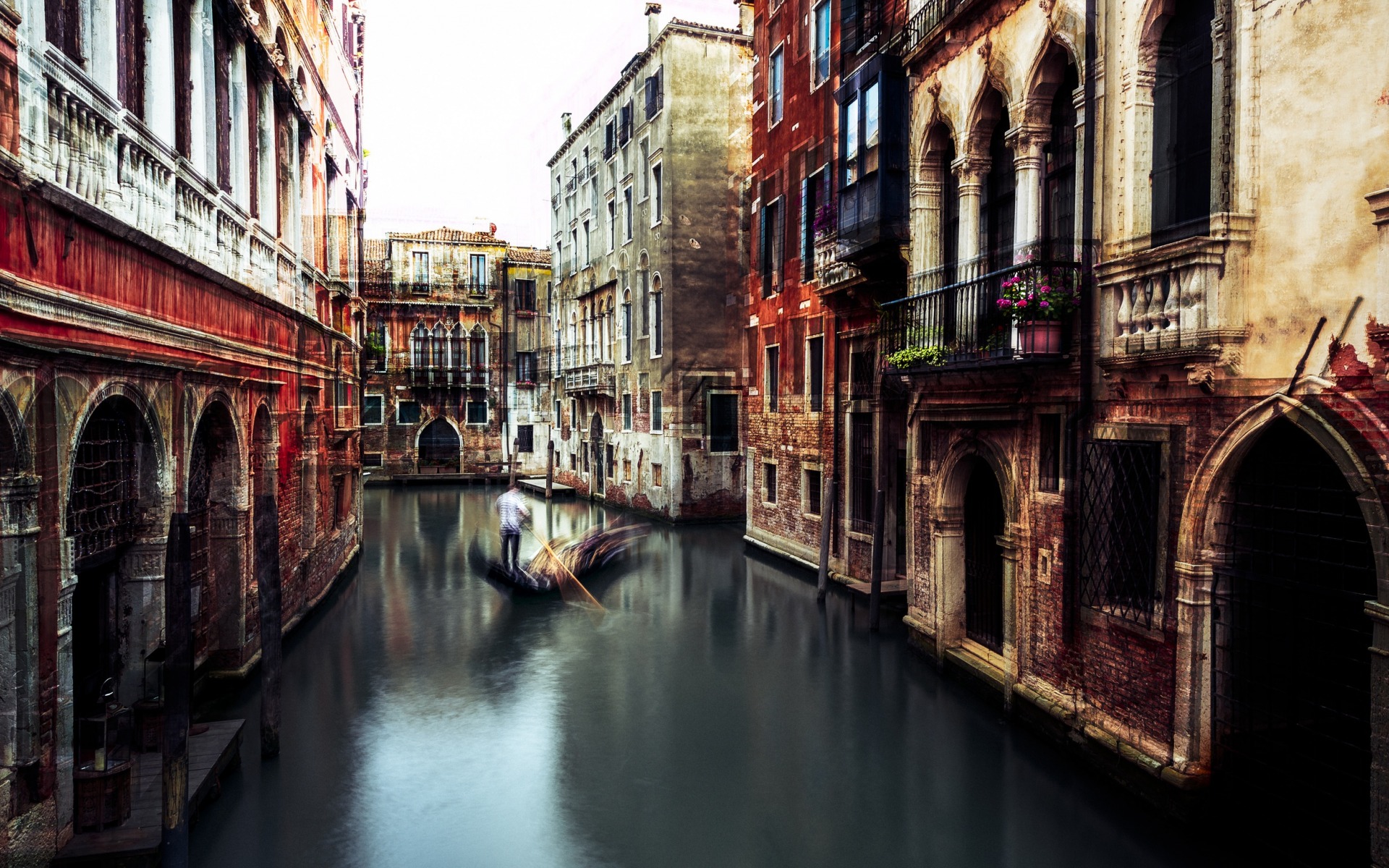 Download wallpaper Venice, boat, old canals, Italy, photography extract, tourism, romantic places for desktop with resolution 1920x1200. High Quality HD picture wallpaper