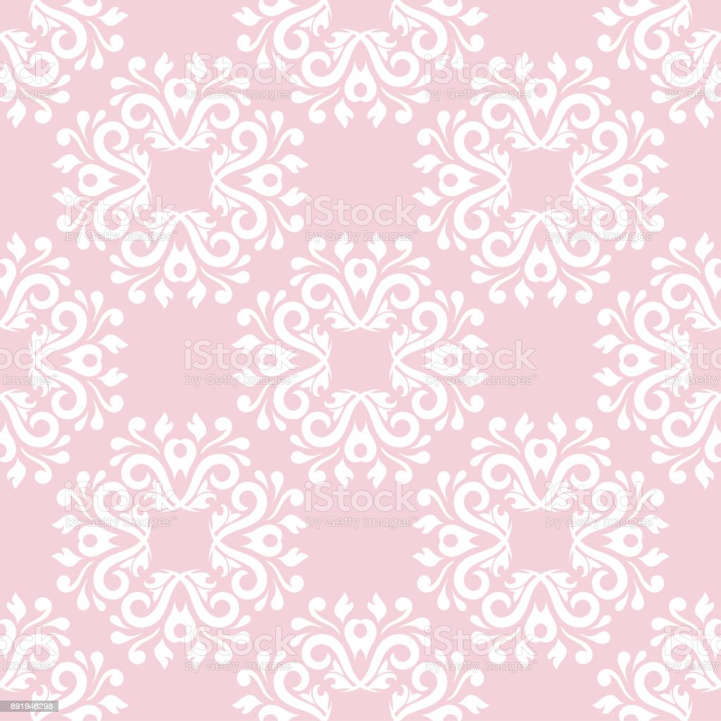 Seamless Pink Pattern With White Wallpaper Ornaments Stock Illustration Image Now