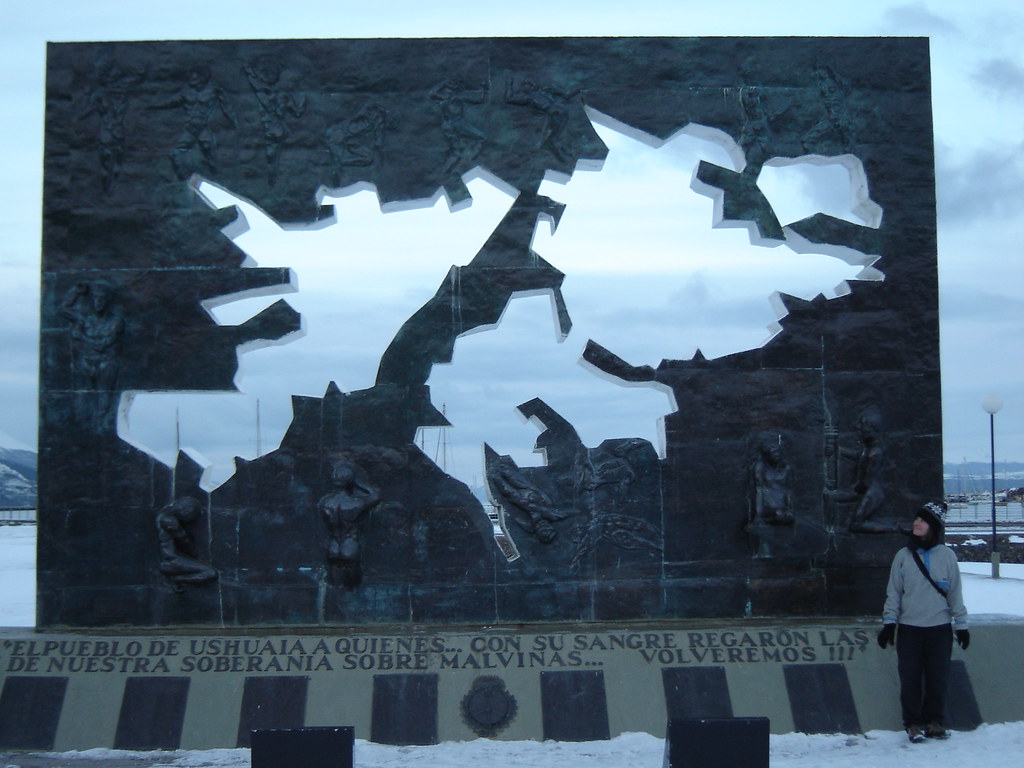 Ushuaia Malvinas monument. Argentina still claims t