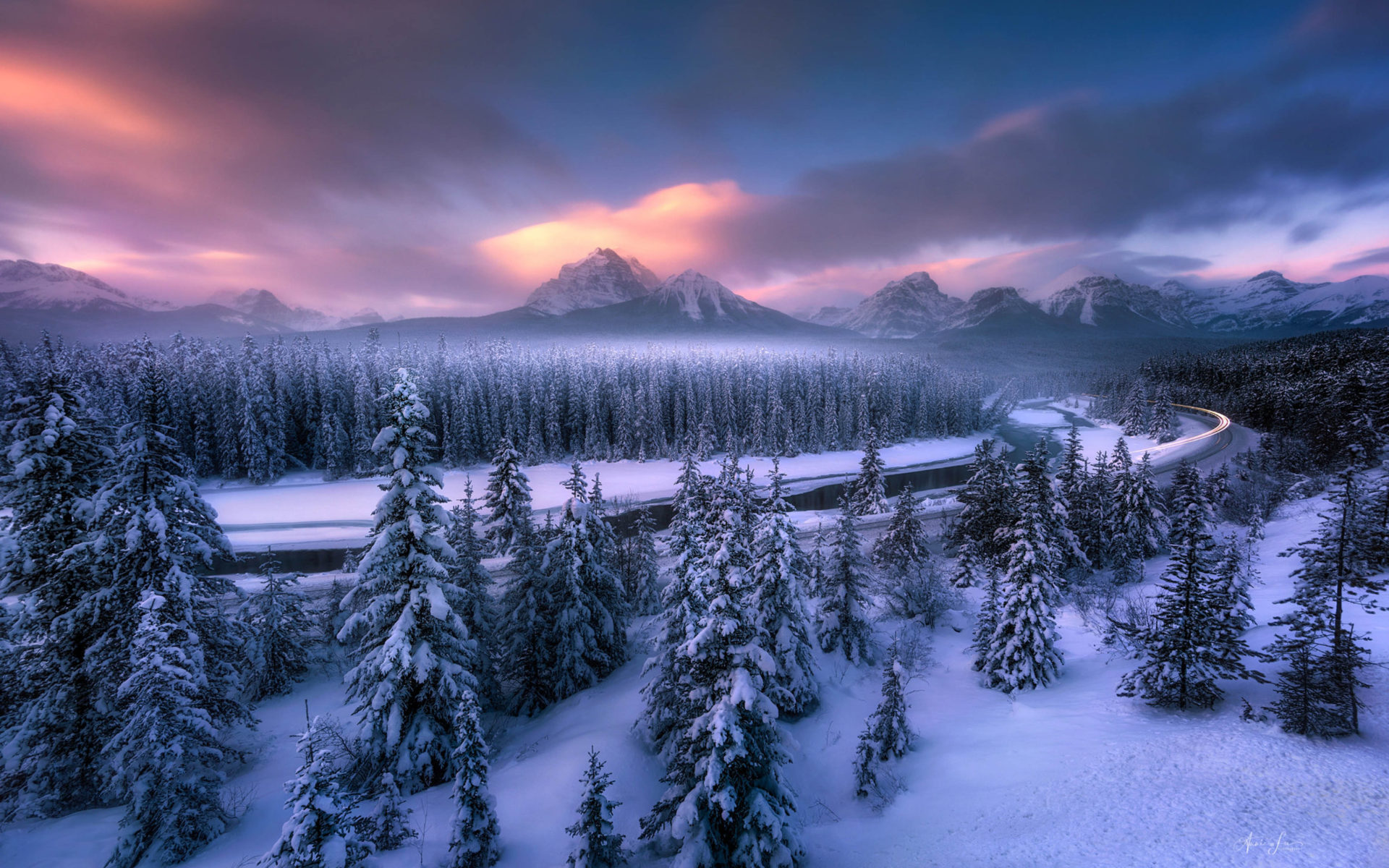 Free download Morants Curve Banff National Park Canada Sunrise Winter Landscape [1920x1200] for your Desktop, Mobile & Tablet. Explore Canada Sunrise HD Wallpaper. Sunrise HD Wallpaper, HD Sunrise Wallpaper