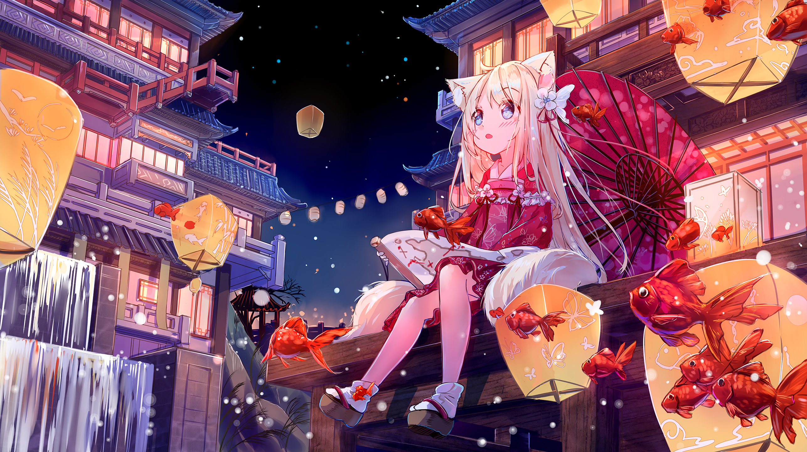 Free download 35947 Girl HD Wallpaper Animal Ears Festival Lantern Night [2572x1440] for your Desktop, Mobile & Tablet. Explore Anime Festival Wallpaper. Lantern Festival Wallpaper, EDM Festival Wallpaper, Fall Festival Wallpaper