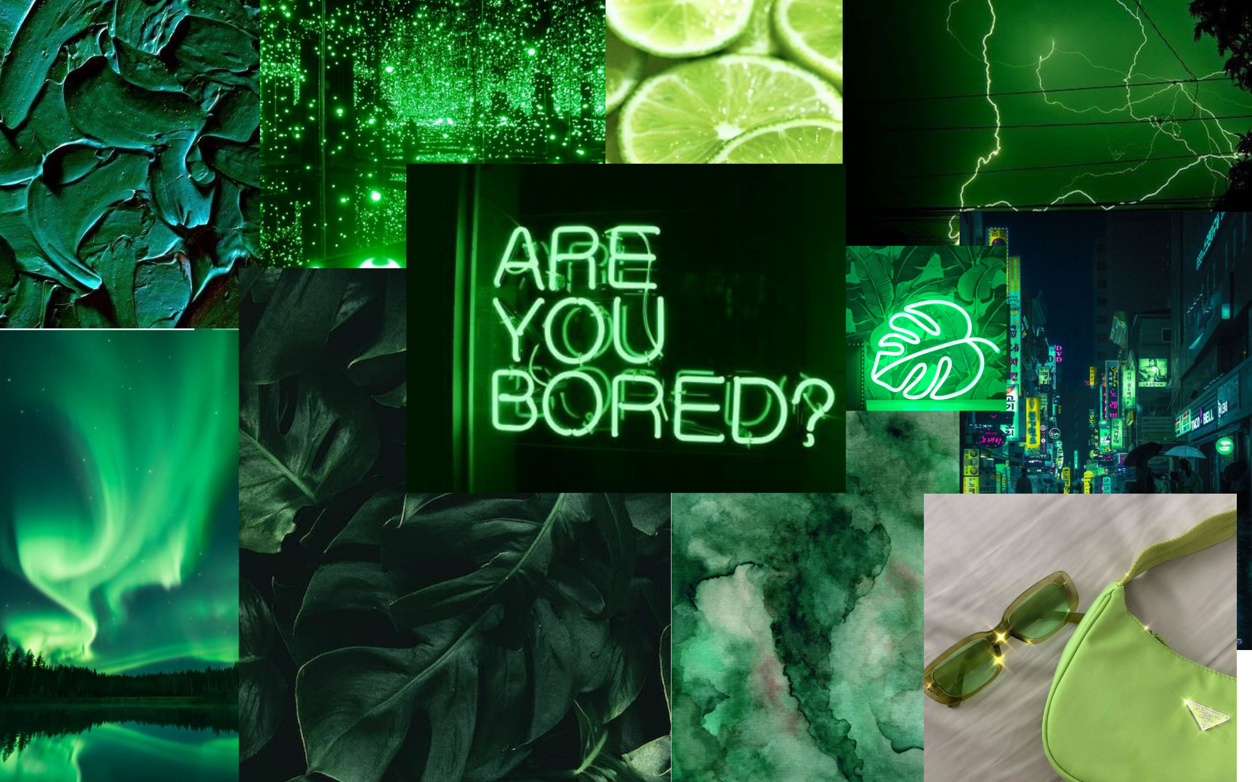 Green Aesthetic Collage Background Mac Desktop. Collage background, Aesthetic collage, Green aesthetic