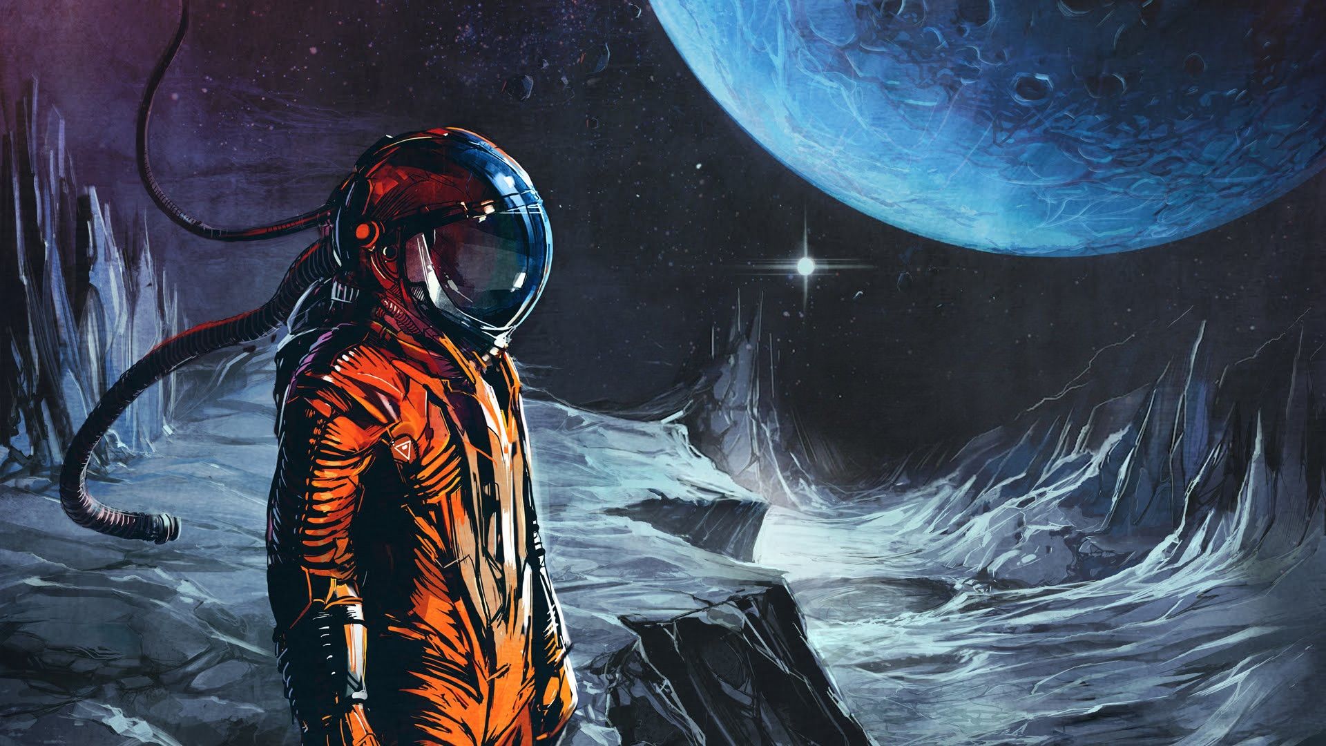 Retro Sci Fi wallpaper. Sci fi wallpaper, Moon painting, Space art