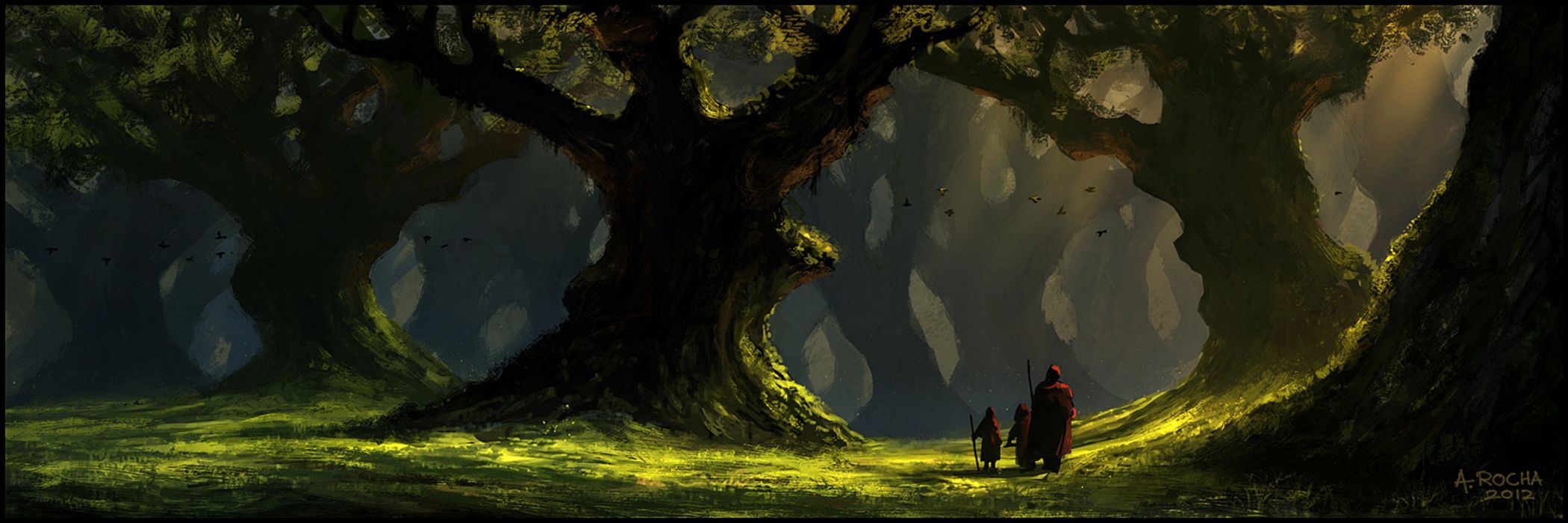 Original fantasy landscape forest green wallpaperx900