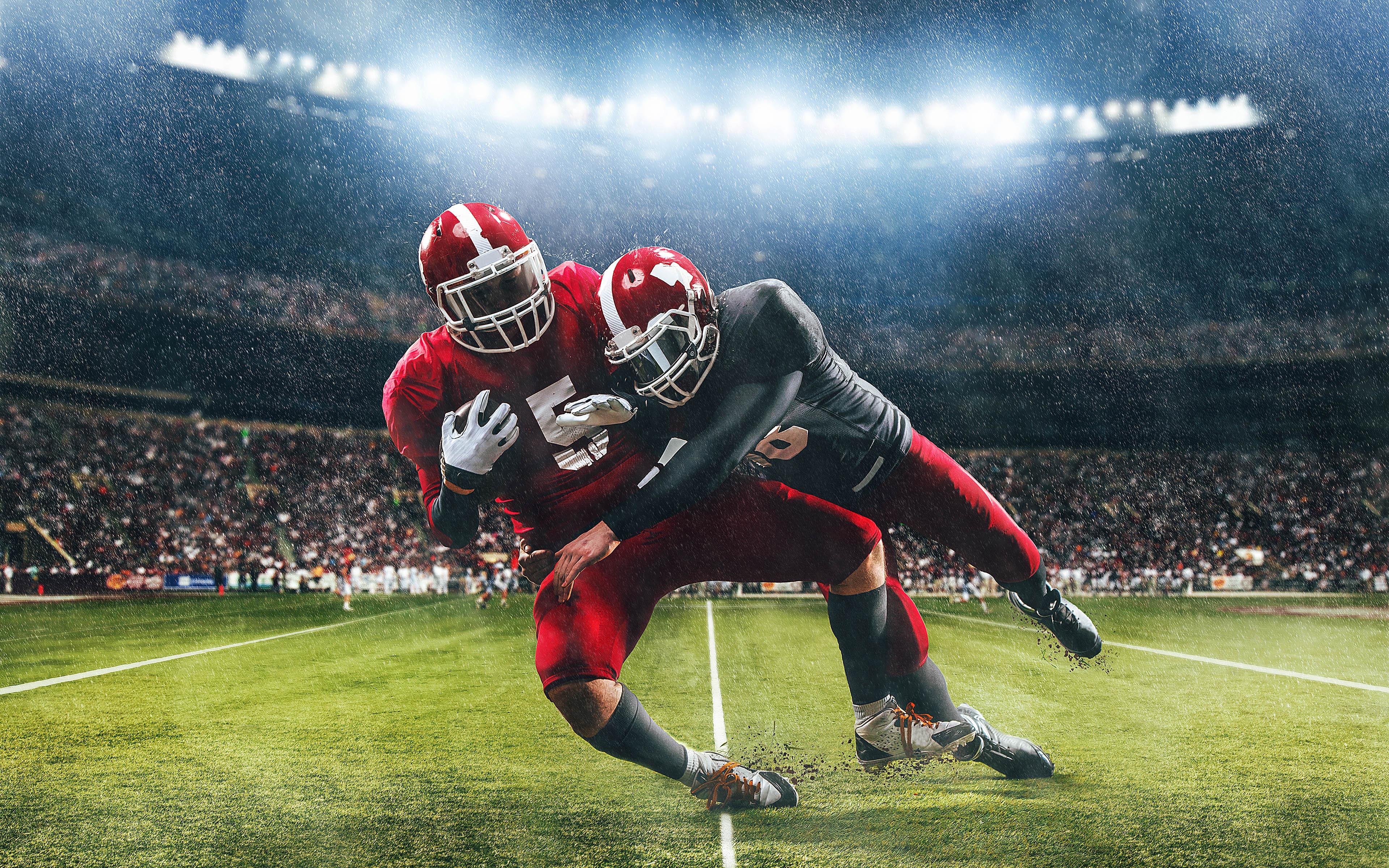 Rainning stadium rugby player 4K HD